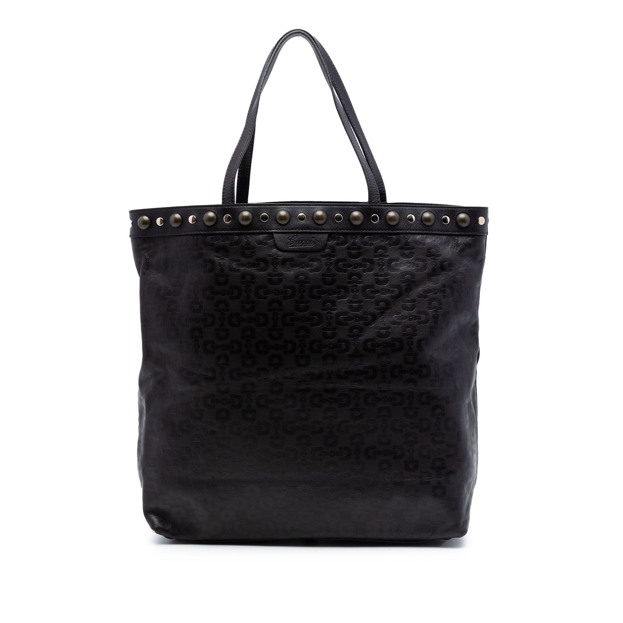 Gucci Embossed Studded Leather Horsebit Tote