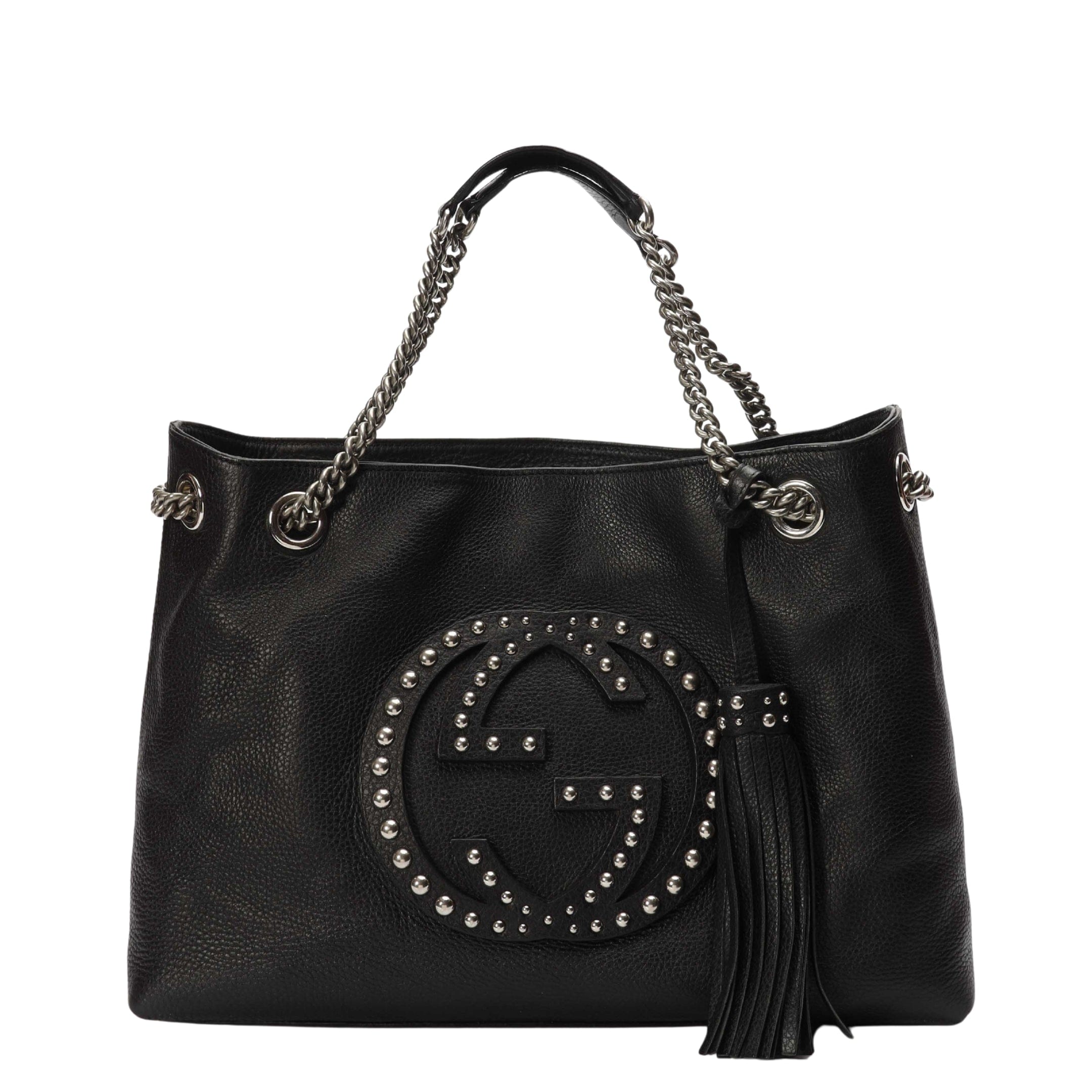 Gucci GG Studded Black Soho Chain Tote