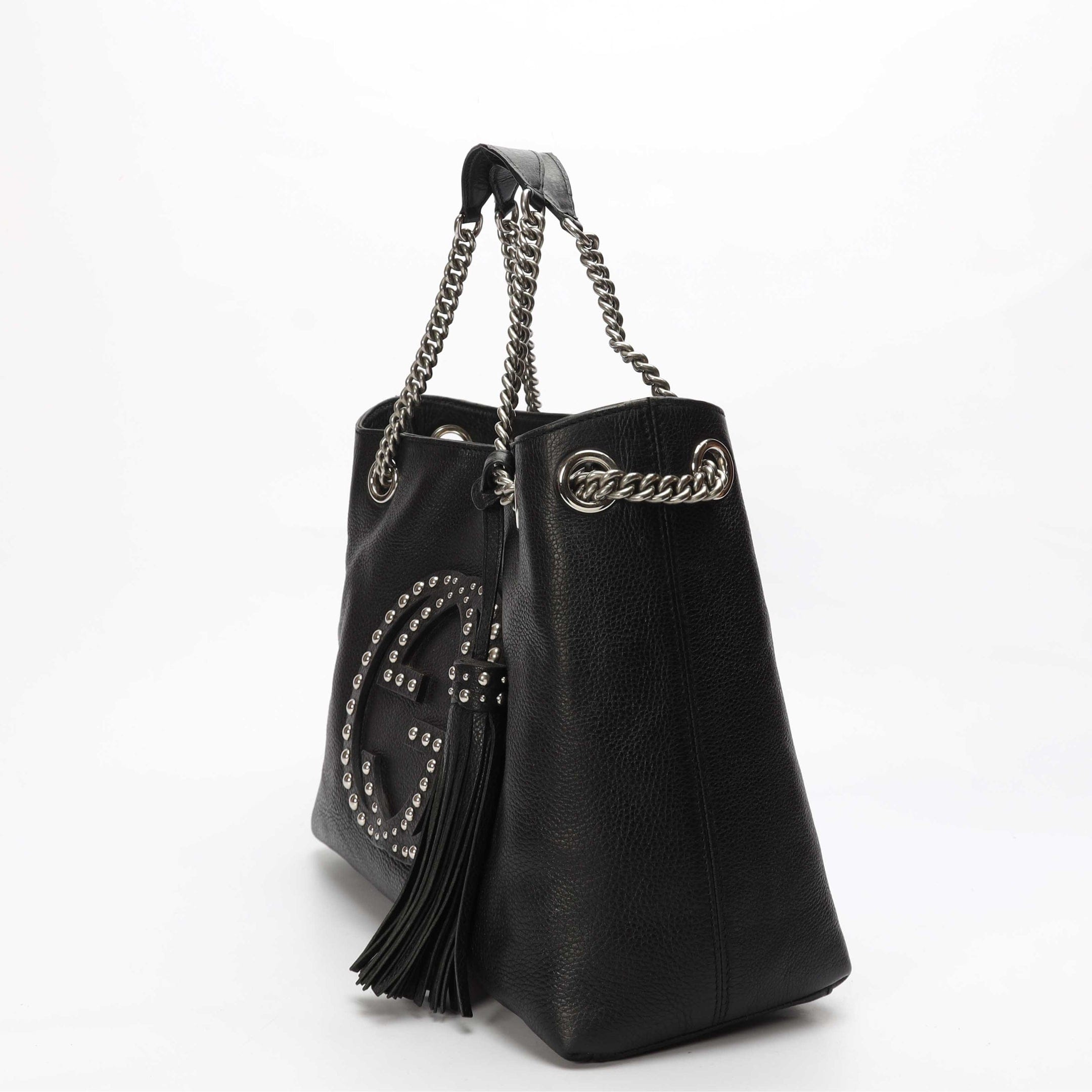 Gucci GG Studded Black Soho Chain Tote