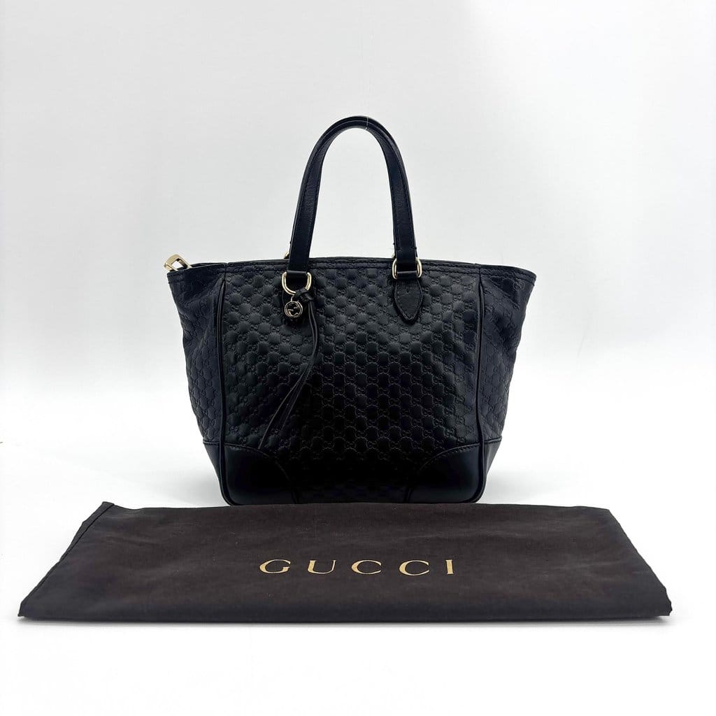 Gucci Microguccissima Bree Tote Bag Medium Black