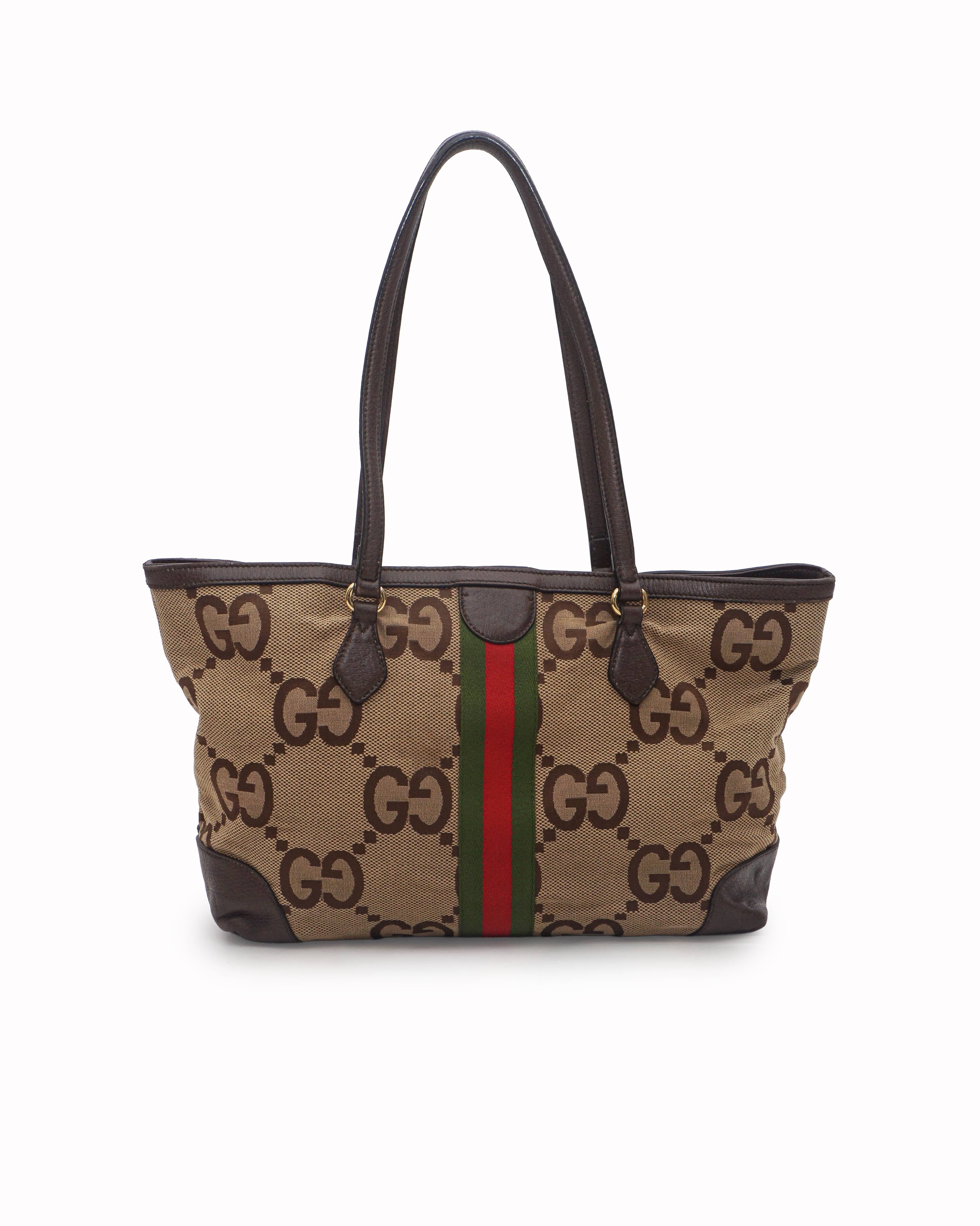 Gucci Jumbo GG Canvas Web Stripe Tote Bag