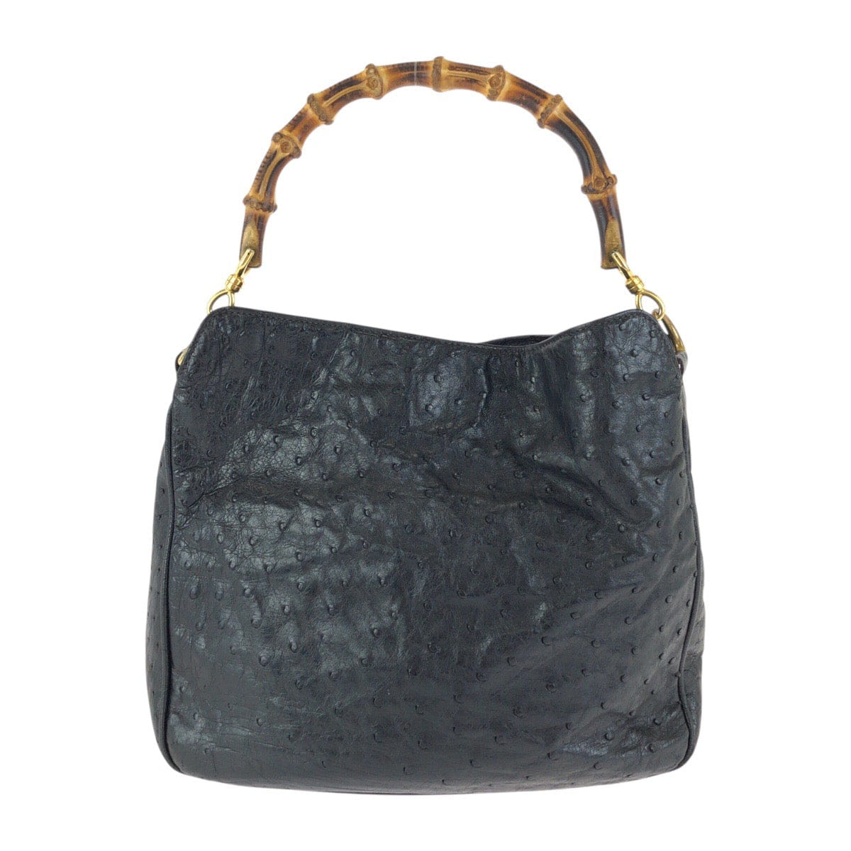 Gucci Vintage Bamboo Ostrich Handbag