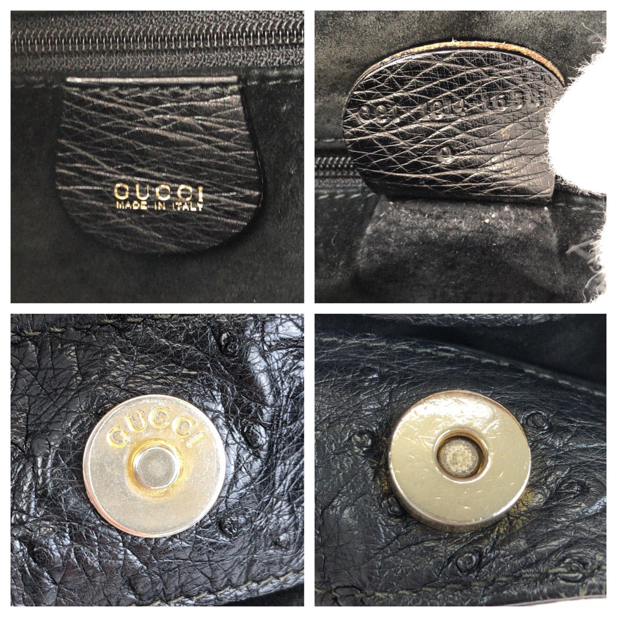 Gucci Vintage Bamboo Ostrich Handbag
