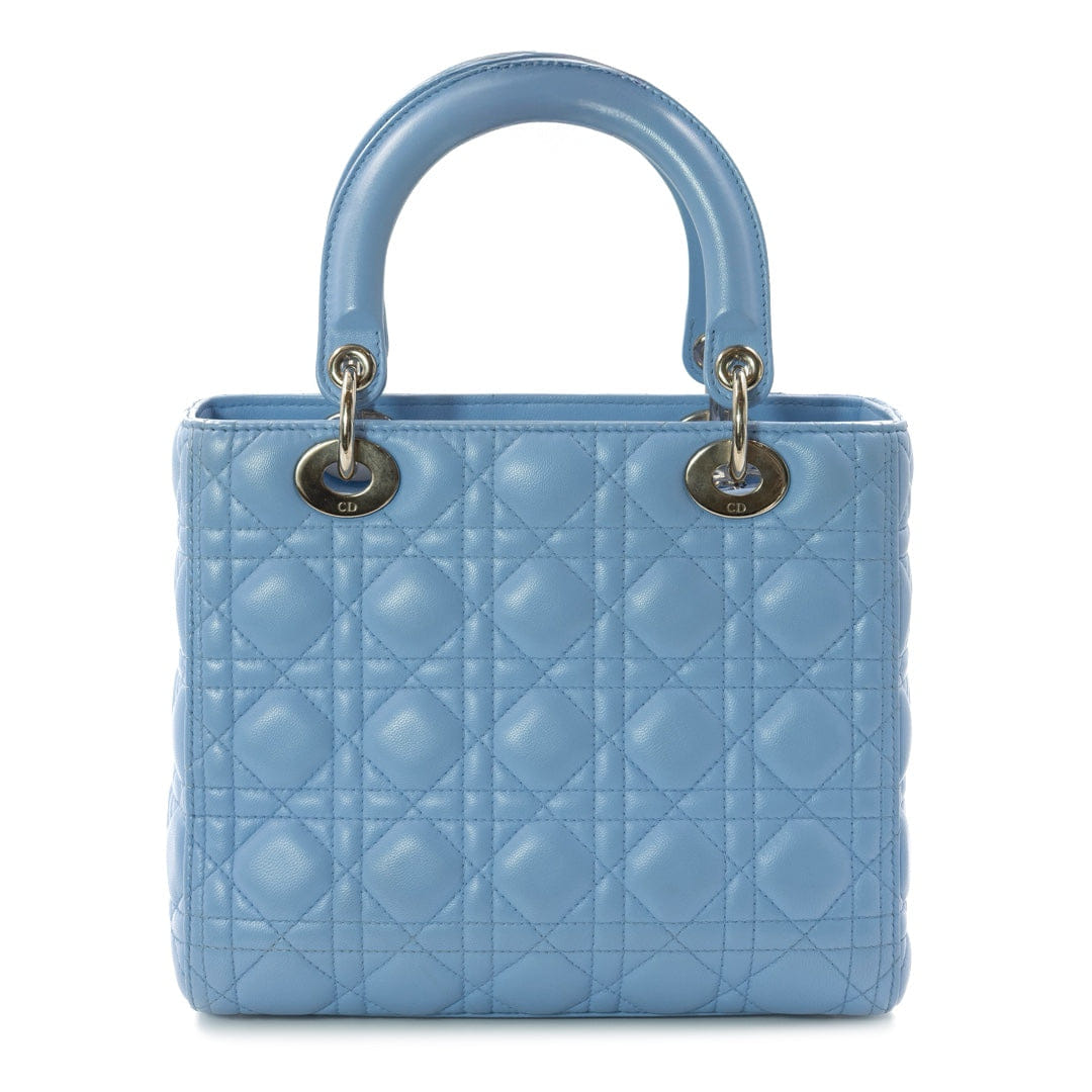 Dior Lady Dior Medium Bag in Blue Cannage Lambskin with Silver Tone Hardware