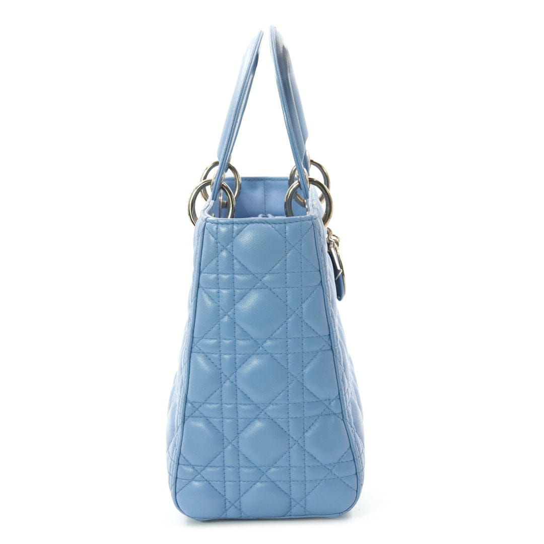 Dior Lady Dior Medium Bag in Blue Cannage Lambskin with Silver Tone Hardware