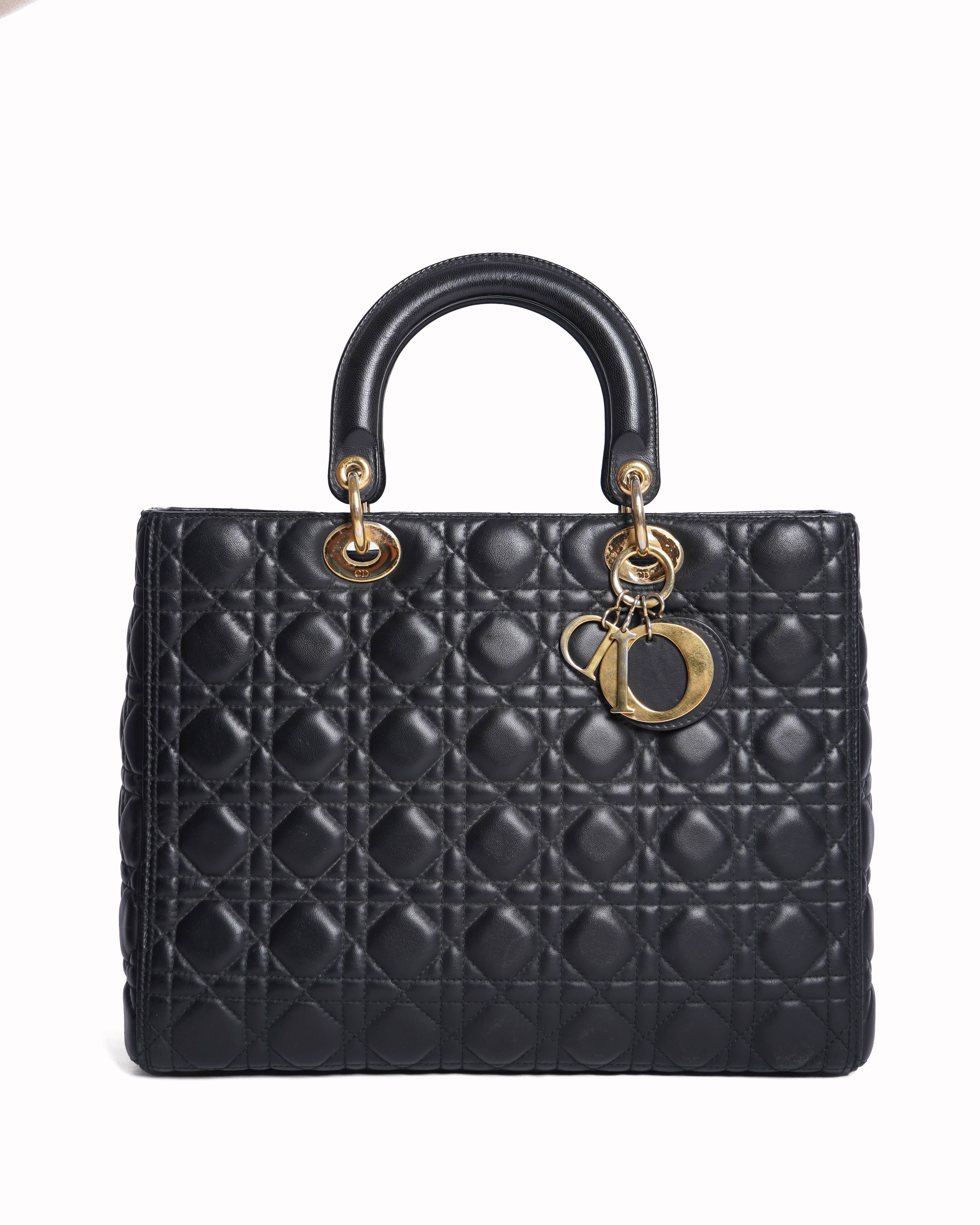 Dior Christian dior large lady dior in black cannage Handbag