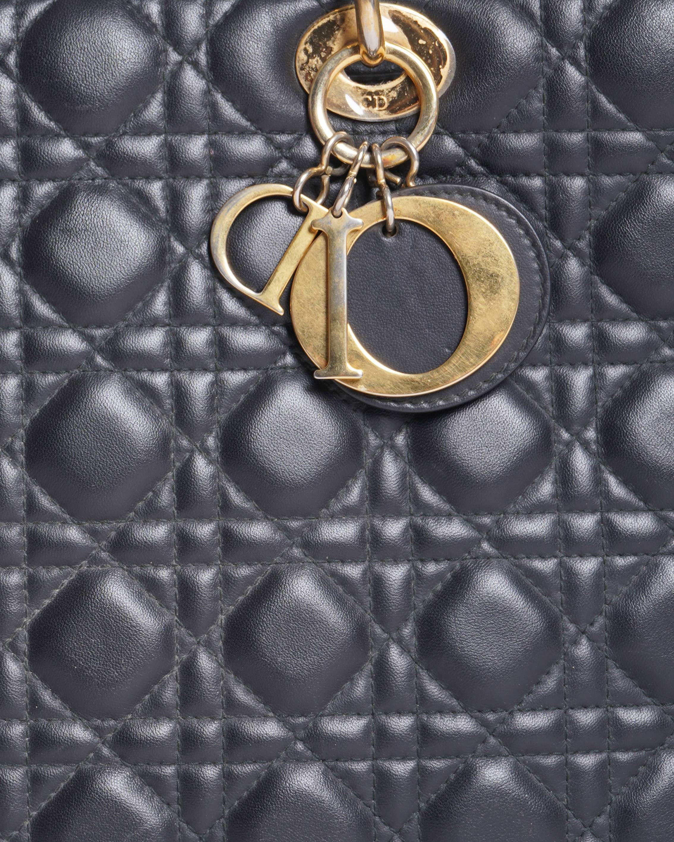 Dior Christian dior large lady dior in black cannage Handbag