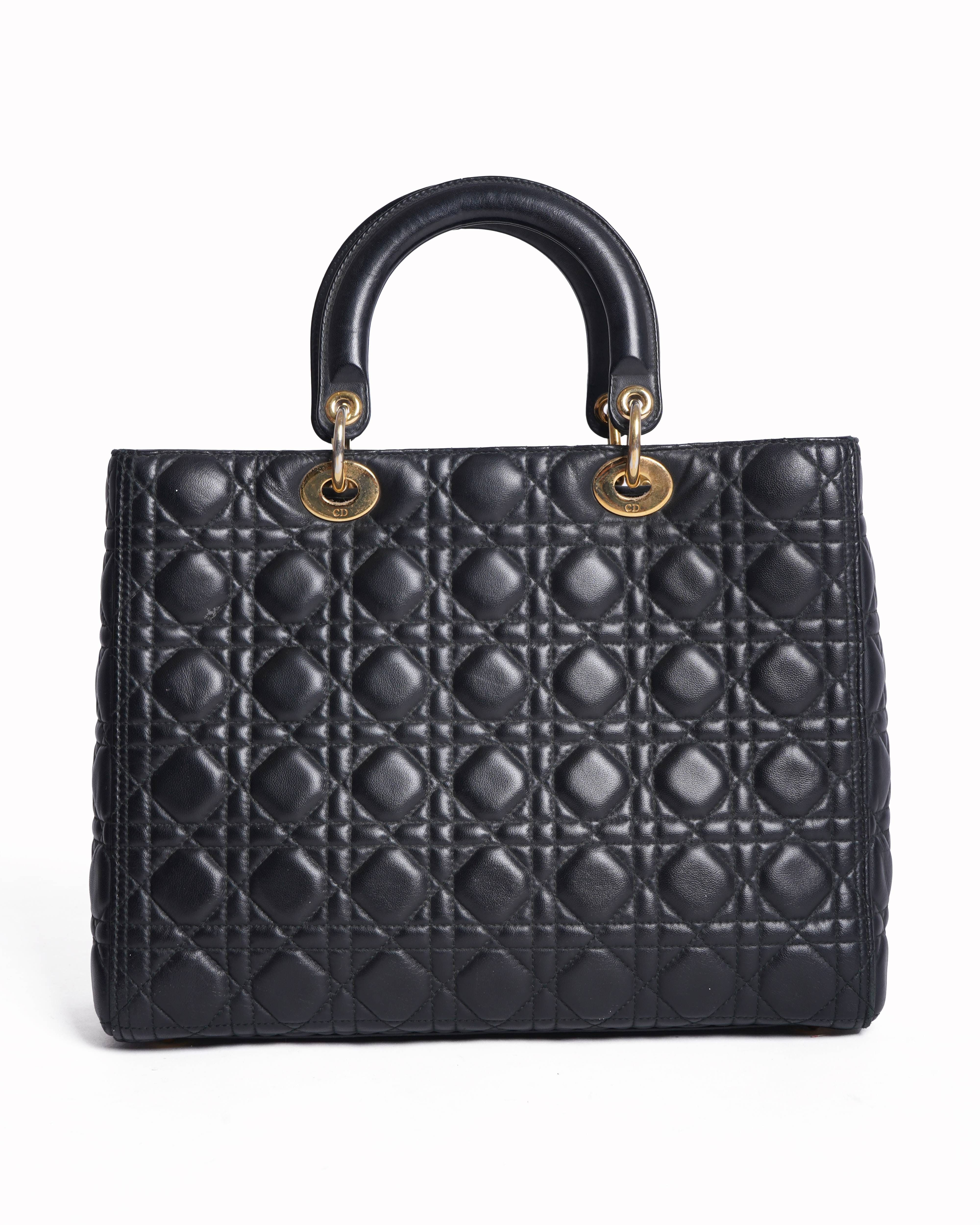 Dior Christian dior large lady dior in black cannage Handbag