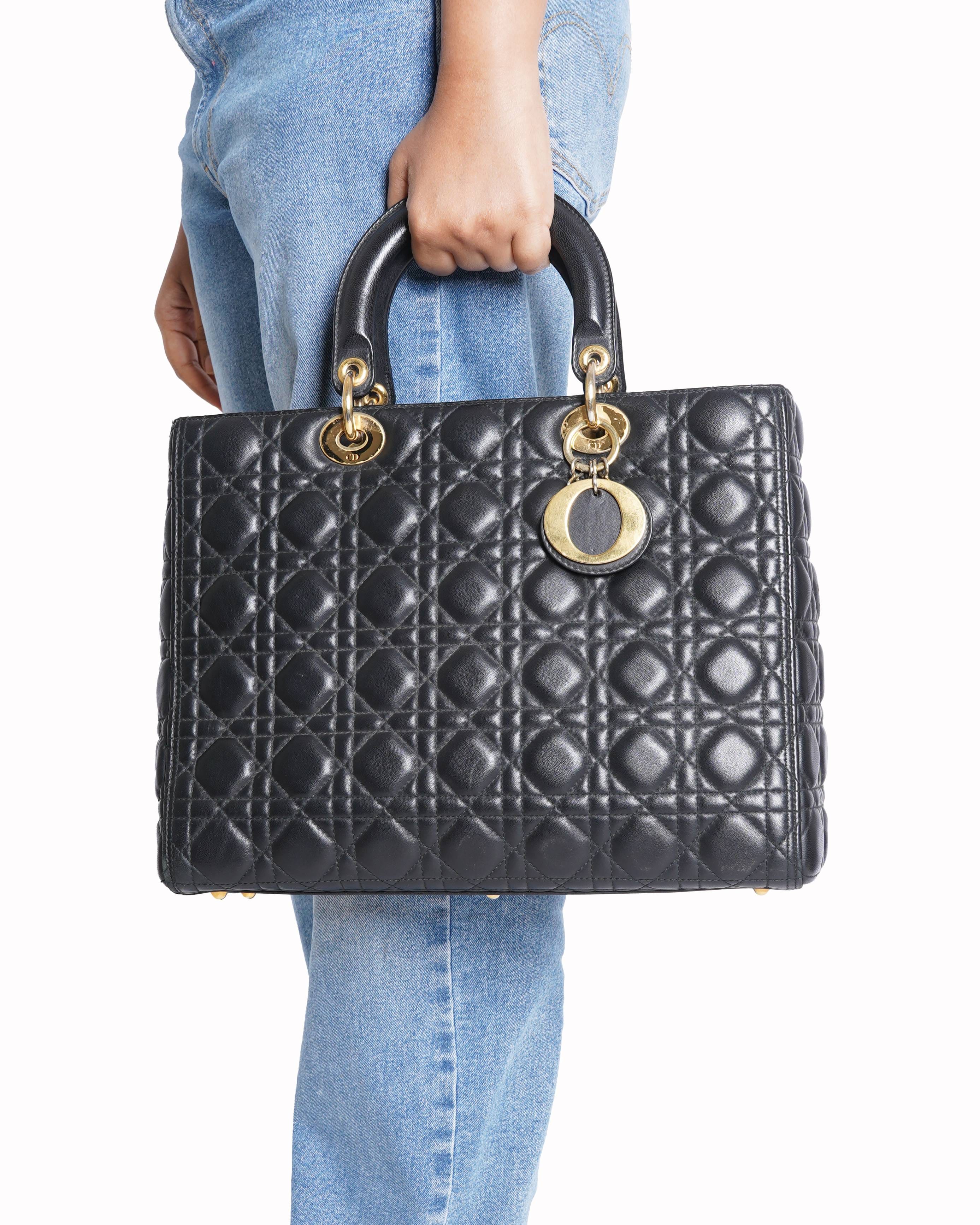 Dior Christian dior large lady dior in black cannage Handbag