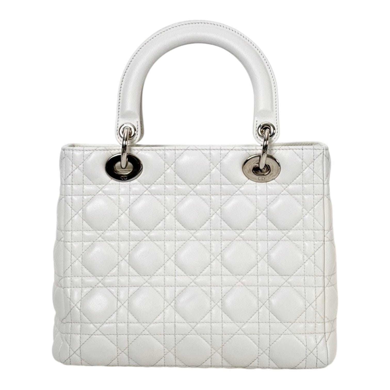 Dior White Medium Lady Dior in Lambskin