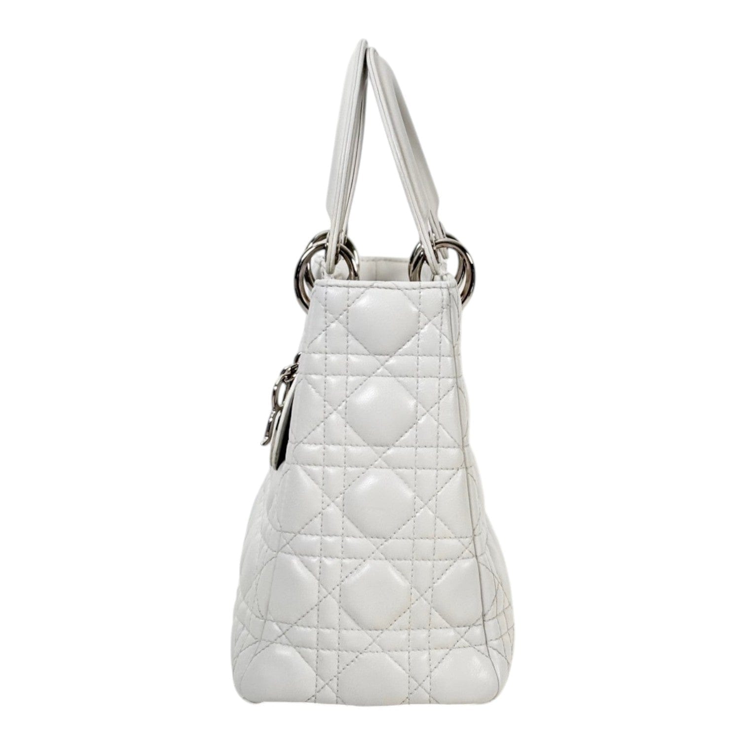 Dior White Medium Lady Dior in Lambskin