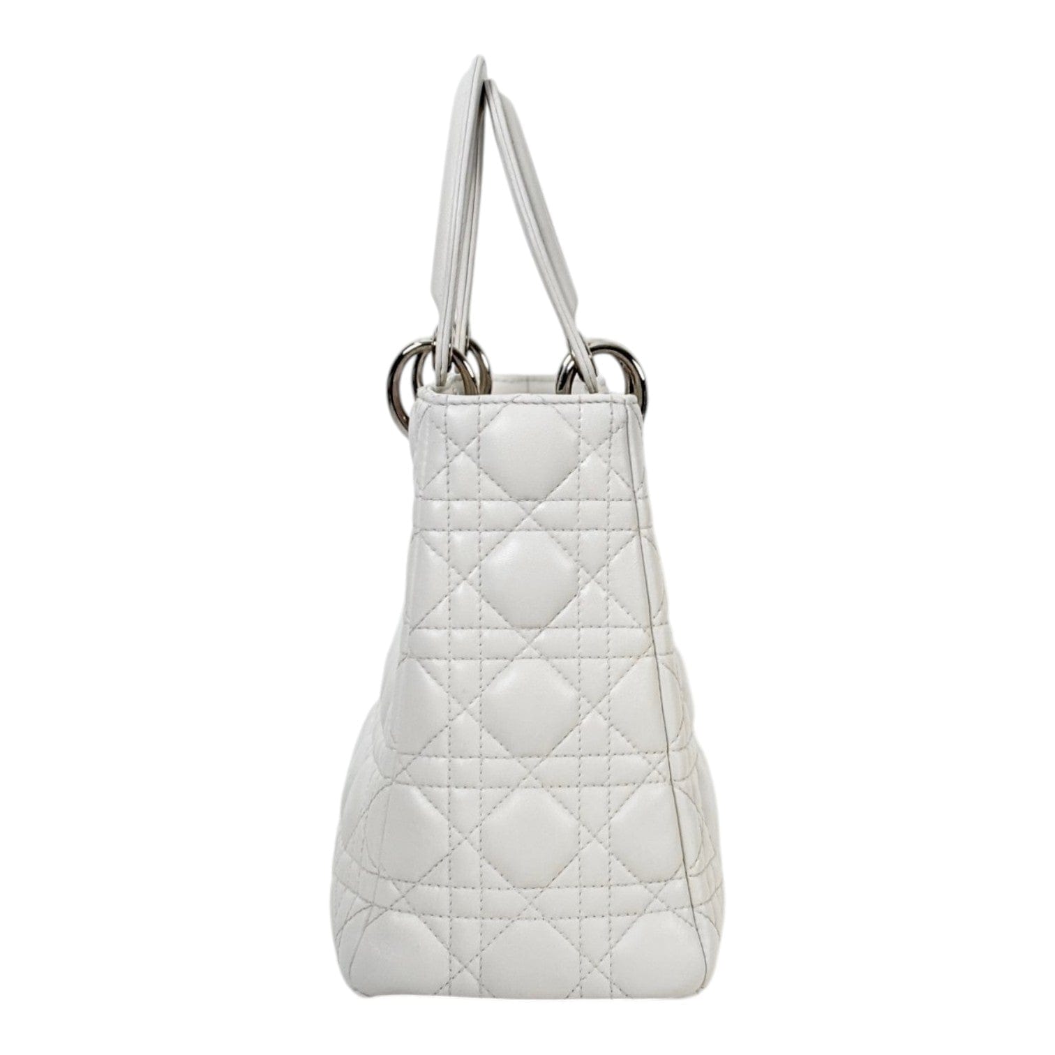 Dior White Medium Lady Dior in Lambskin