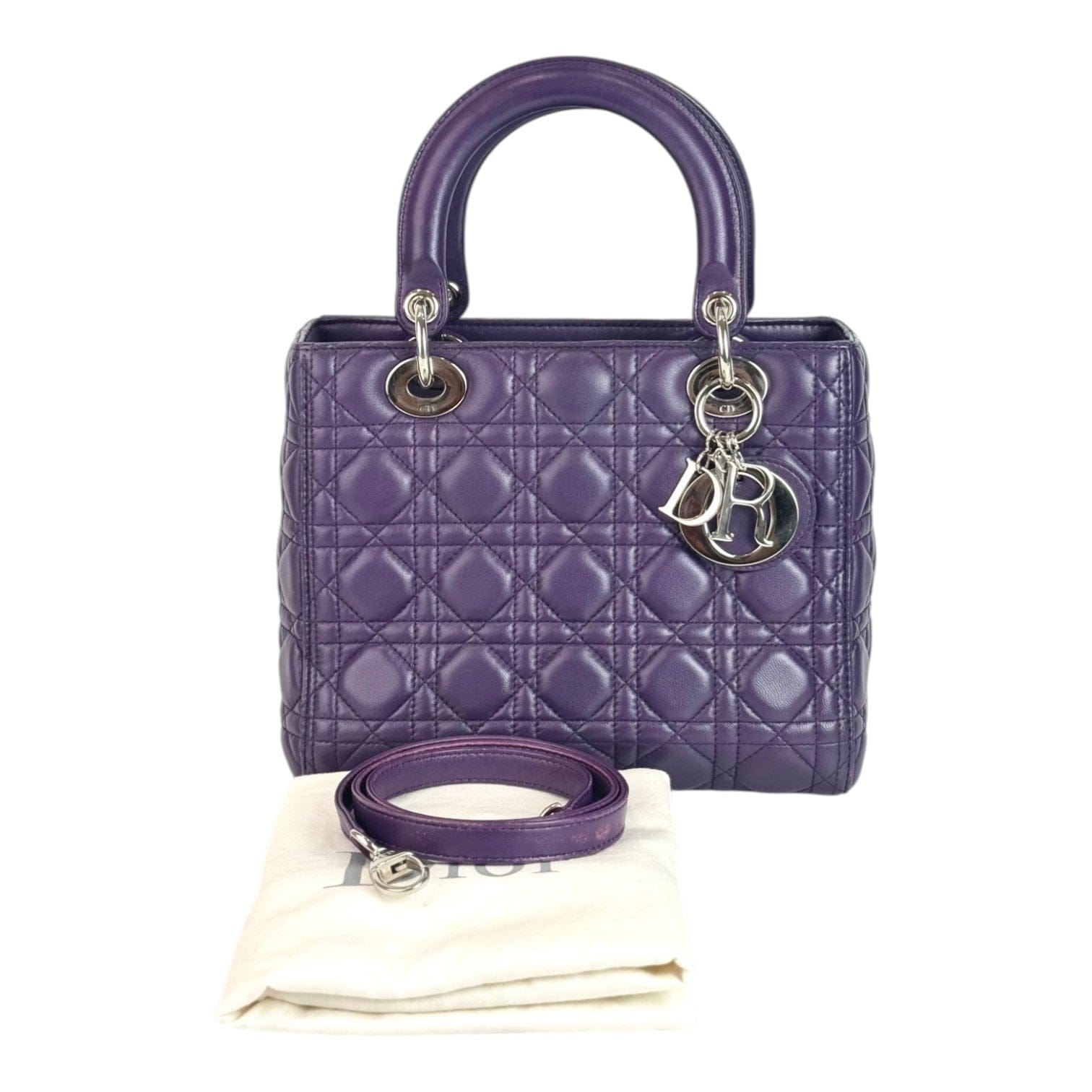Dior Lady Dior Medium Lambskin Purple Bag