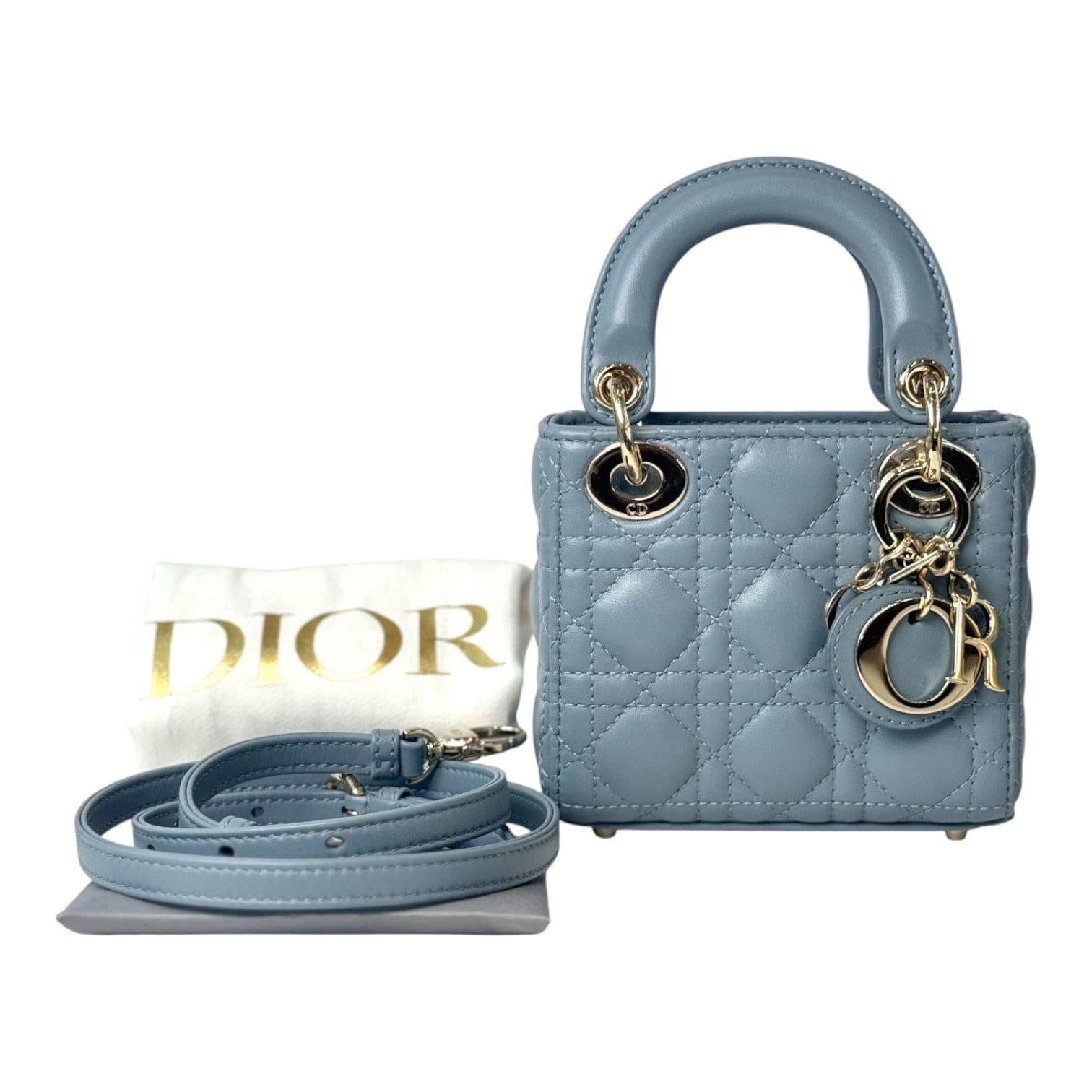 Dior Lady Dior Micro Cloud Blue Bag