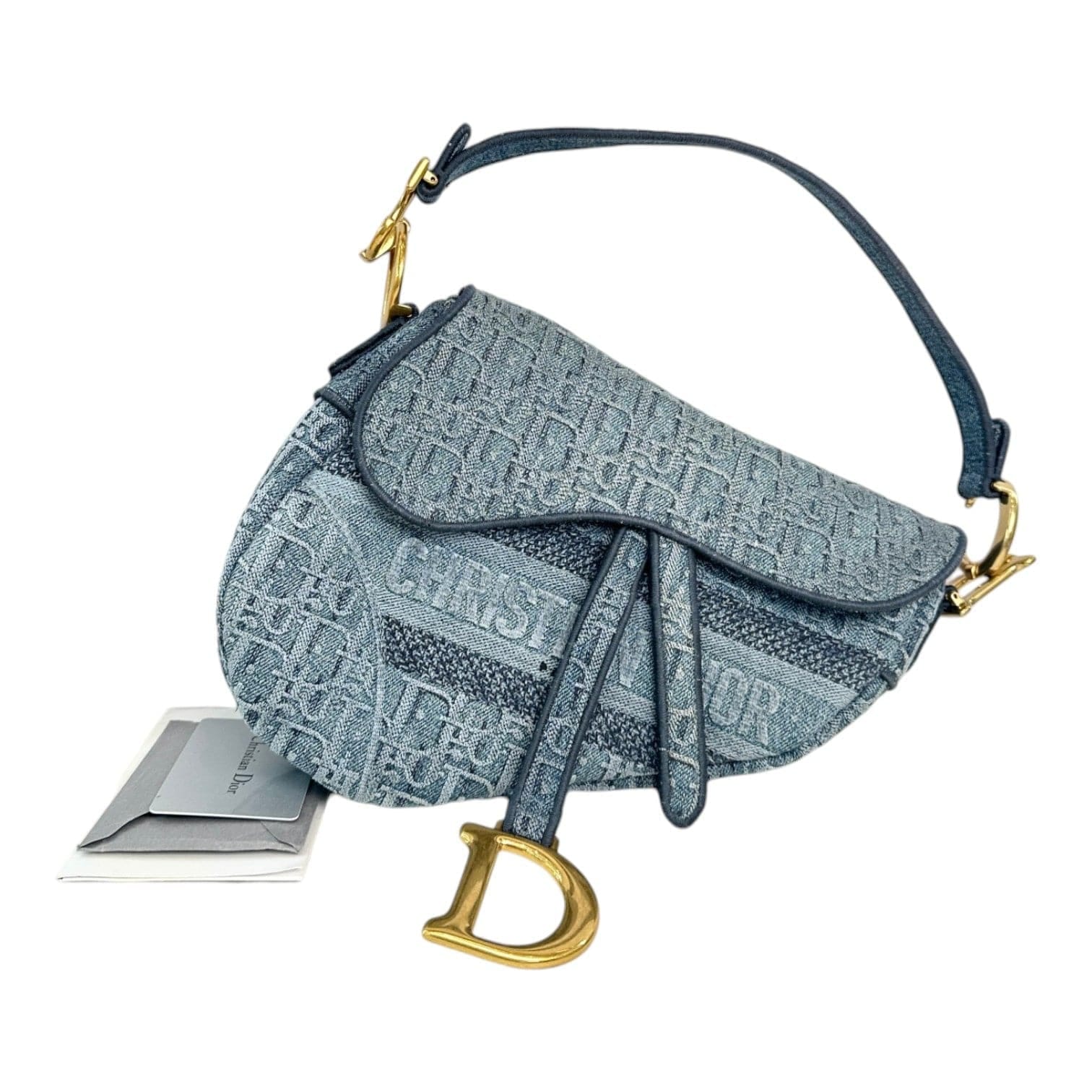 Dior Blue Oblique Denim Saddle Bag