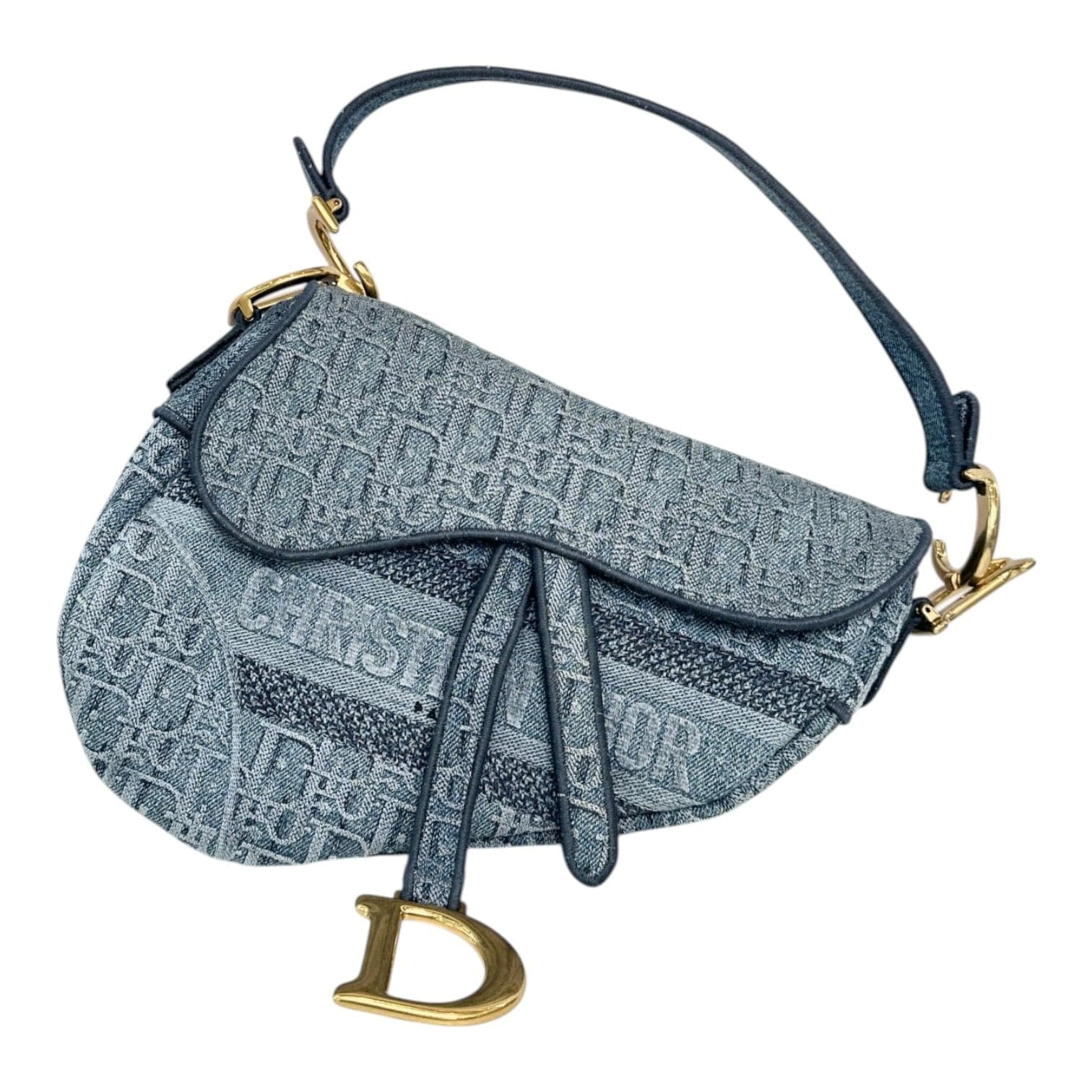 Dior Blue Oblique Denim Saddle Bag