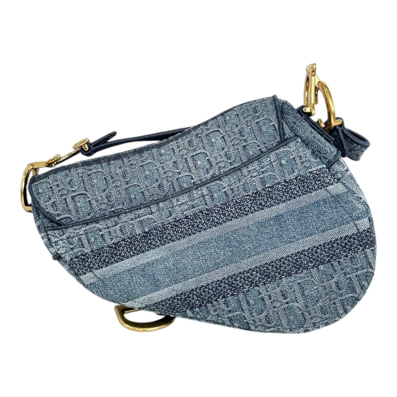 Dior Blue Oblique Denim Saddle Bag