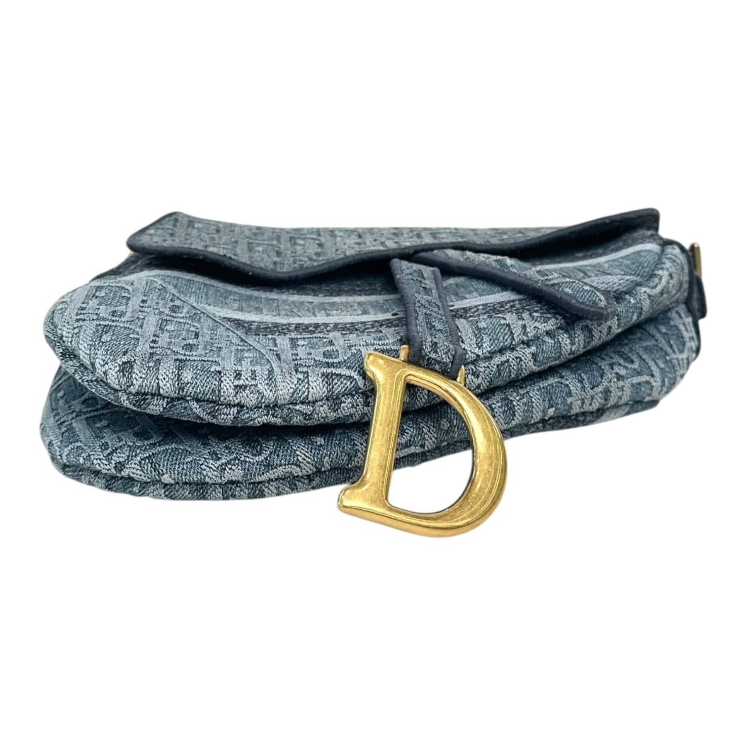 Dior Blue Oblique Denim Saddle Bag