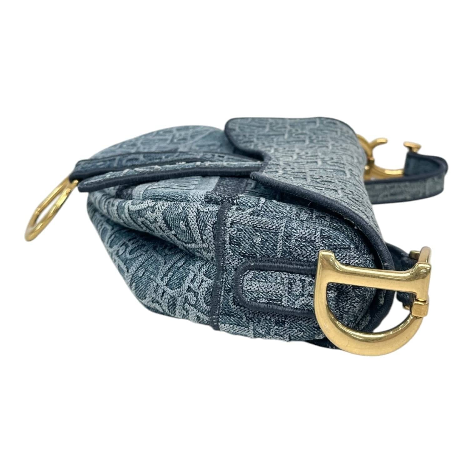 Dior Blue Oblique Denim Saddle Bag