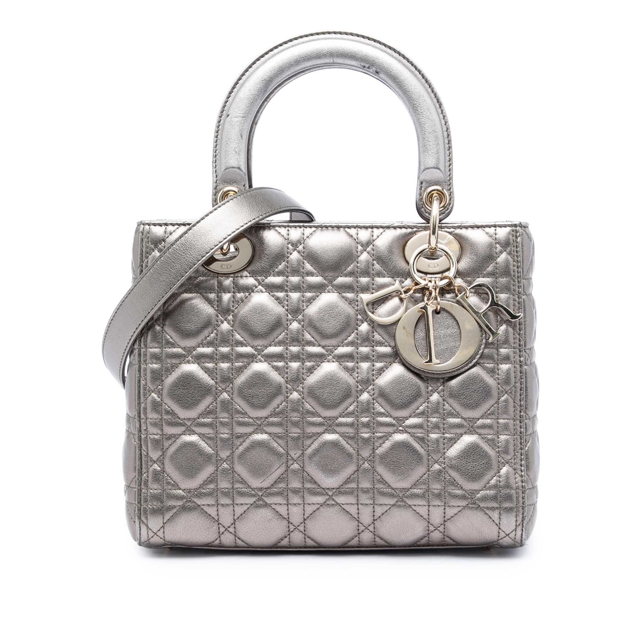 Dior Medium Metallic Lambskin Cannage Lady Dior