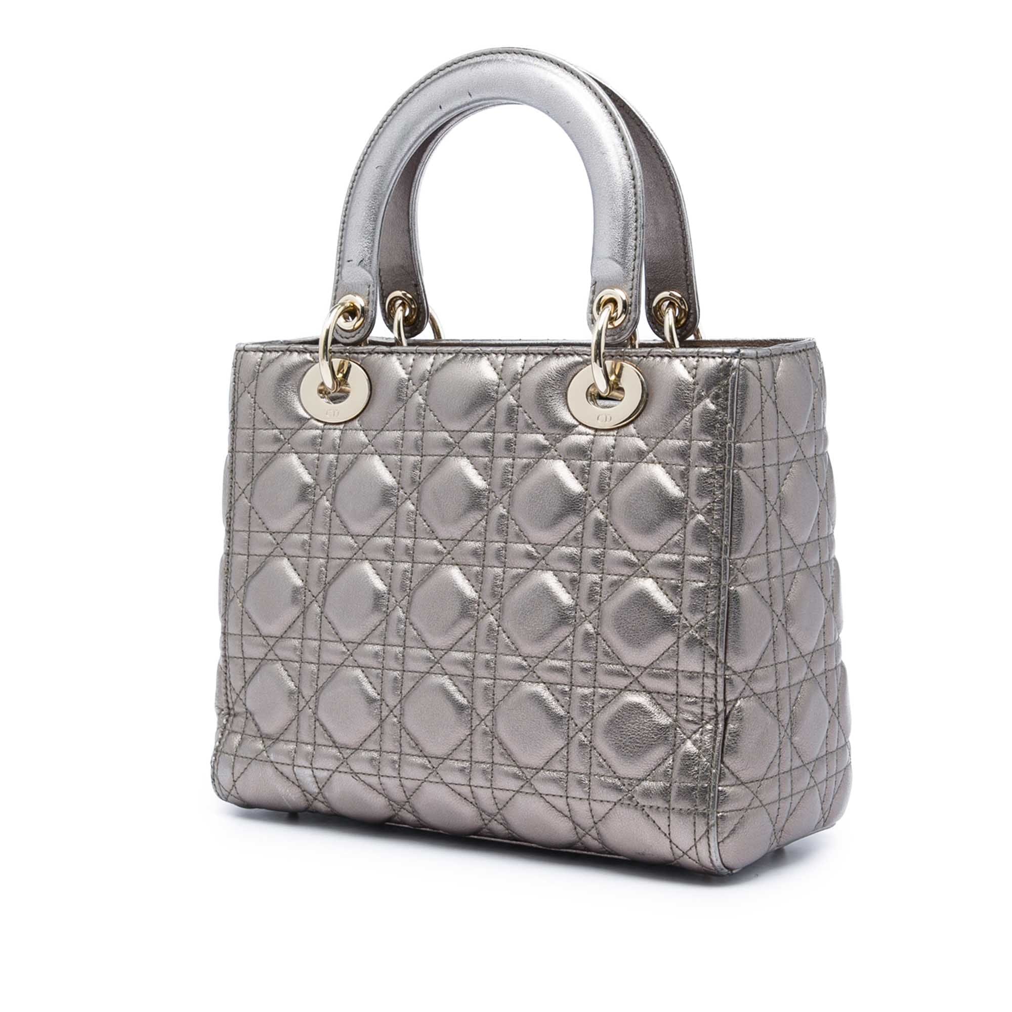 Dior Medium Metallic Lambskin Cannage Lady Dior
