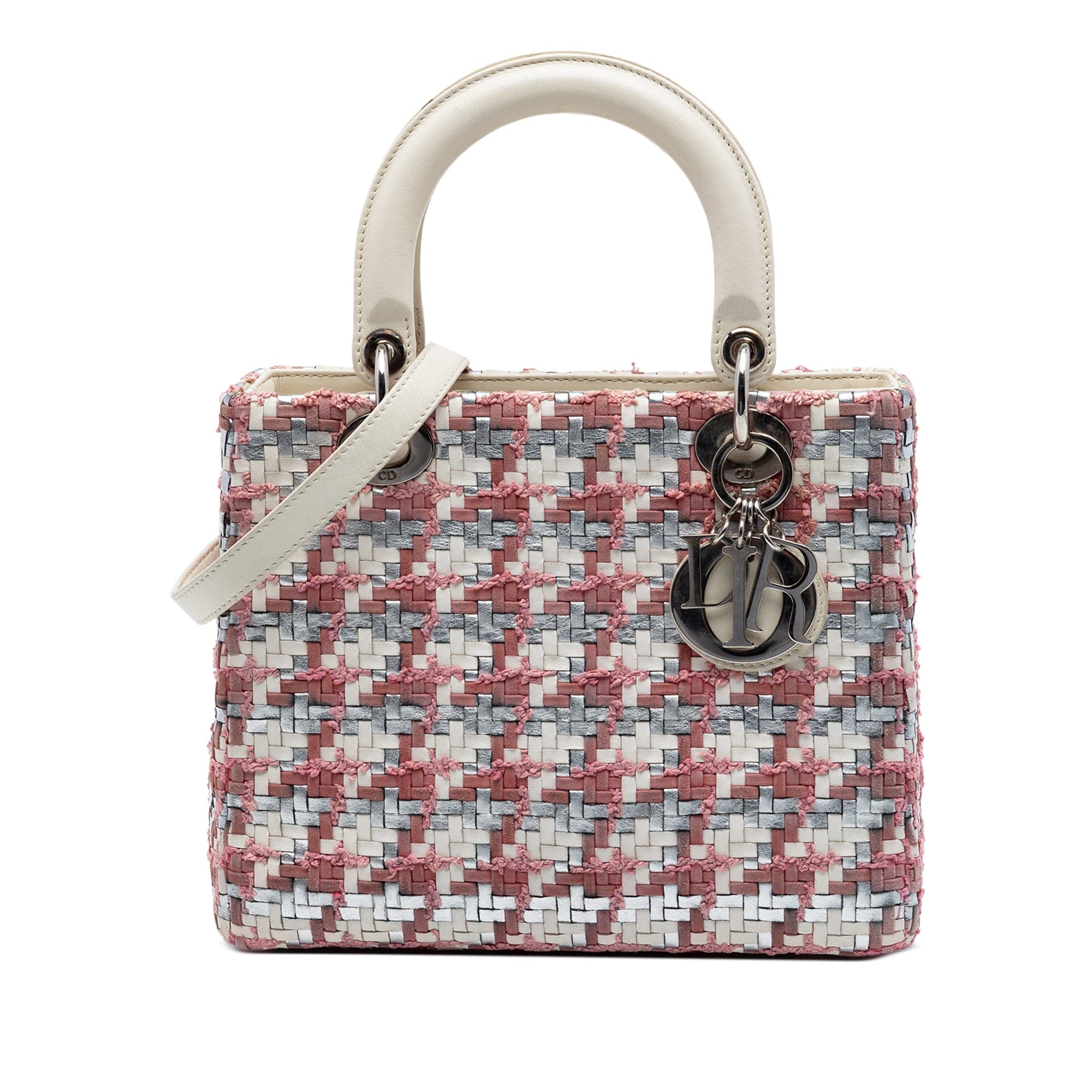 Dior Medium Woven Lambskin and Tweed Lady Dior