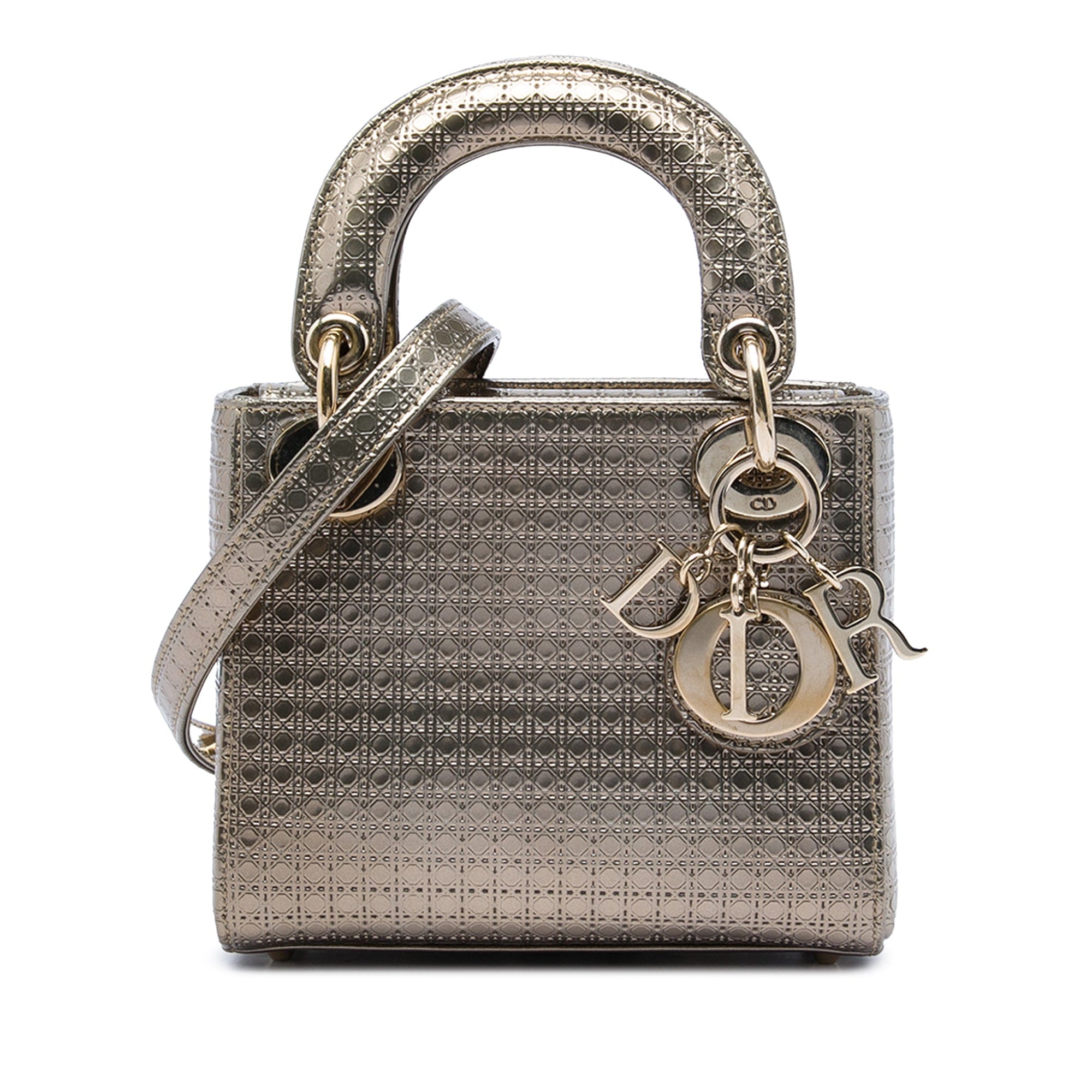 Dior Mini Metallic Patent Microcannage Lady Dior