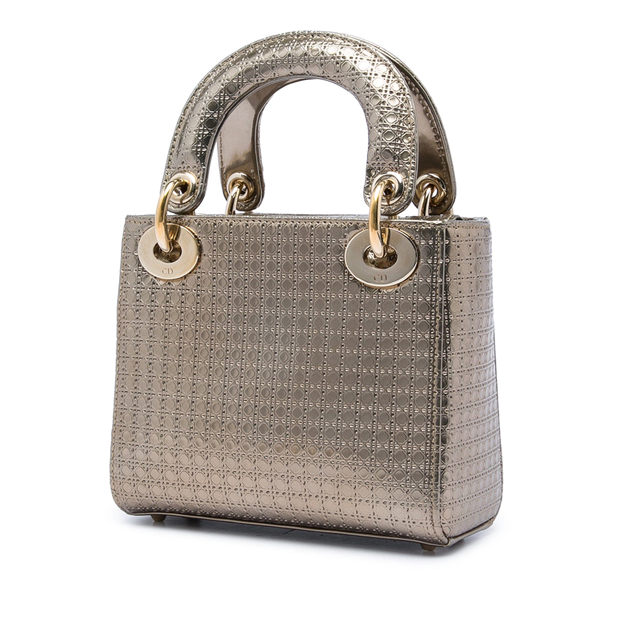 Dior Mini Metallic Patent Microcannage Lady Dior