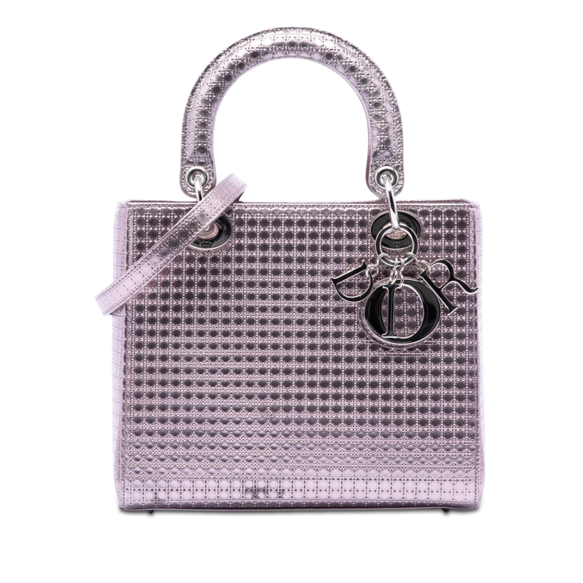 Dior Medium Metallic Patent Microcannage Lady Dior