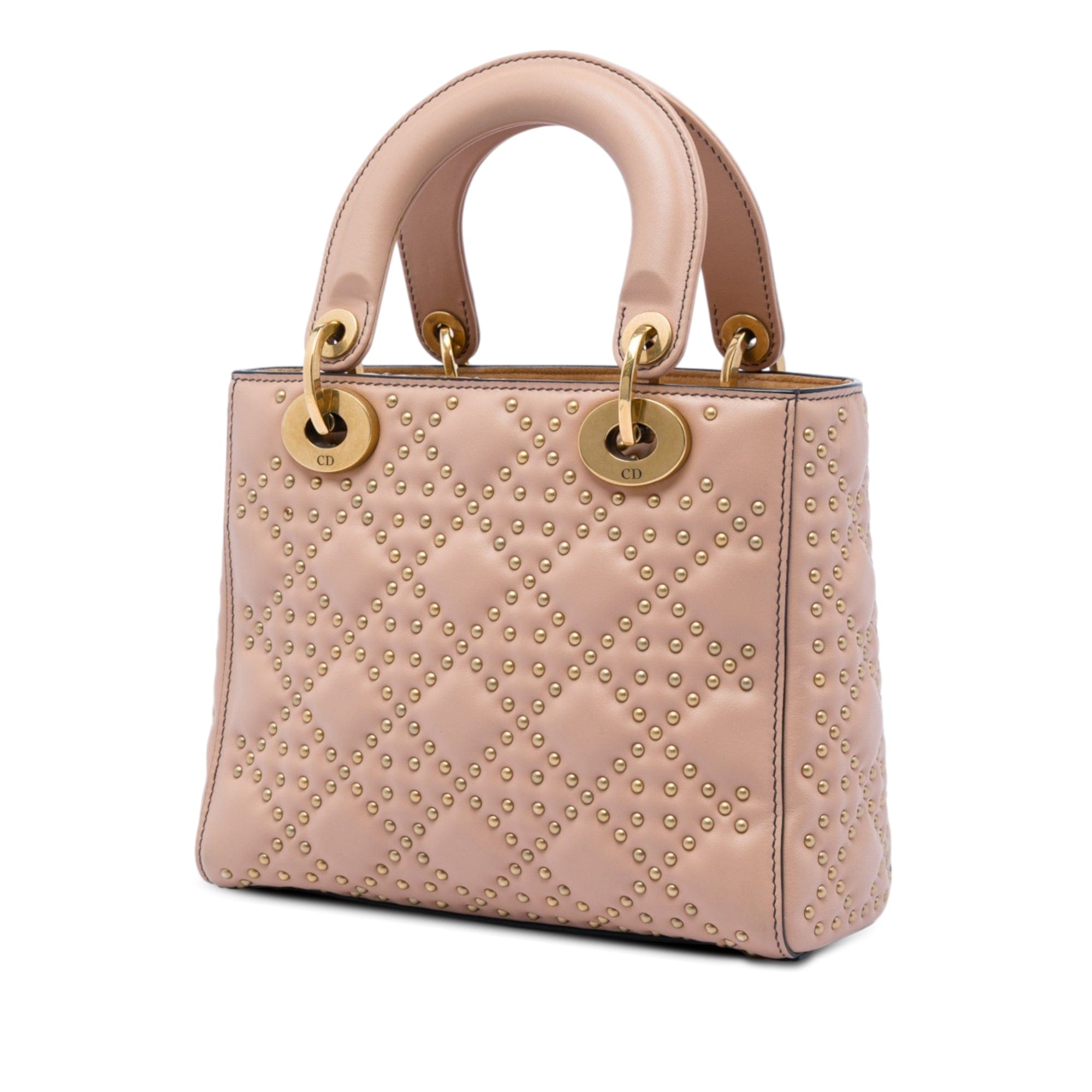 Dior Small Lambskin Cannage Studded Supple Lady Dior