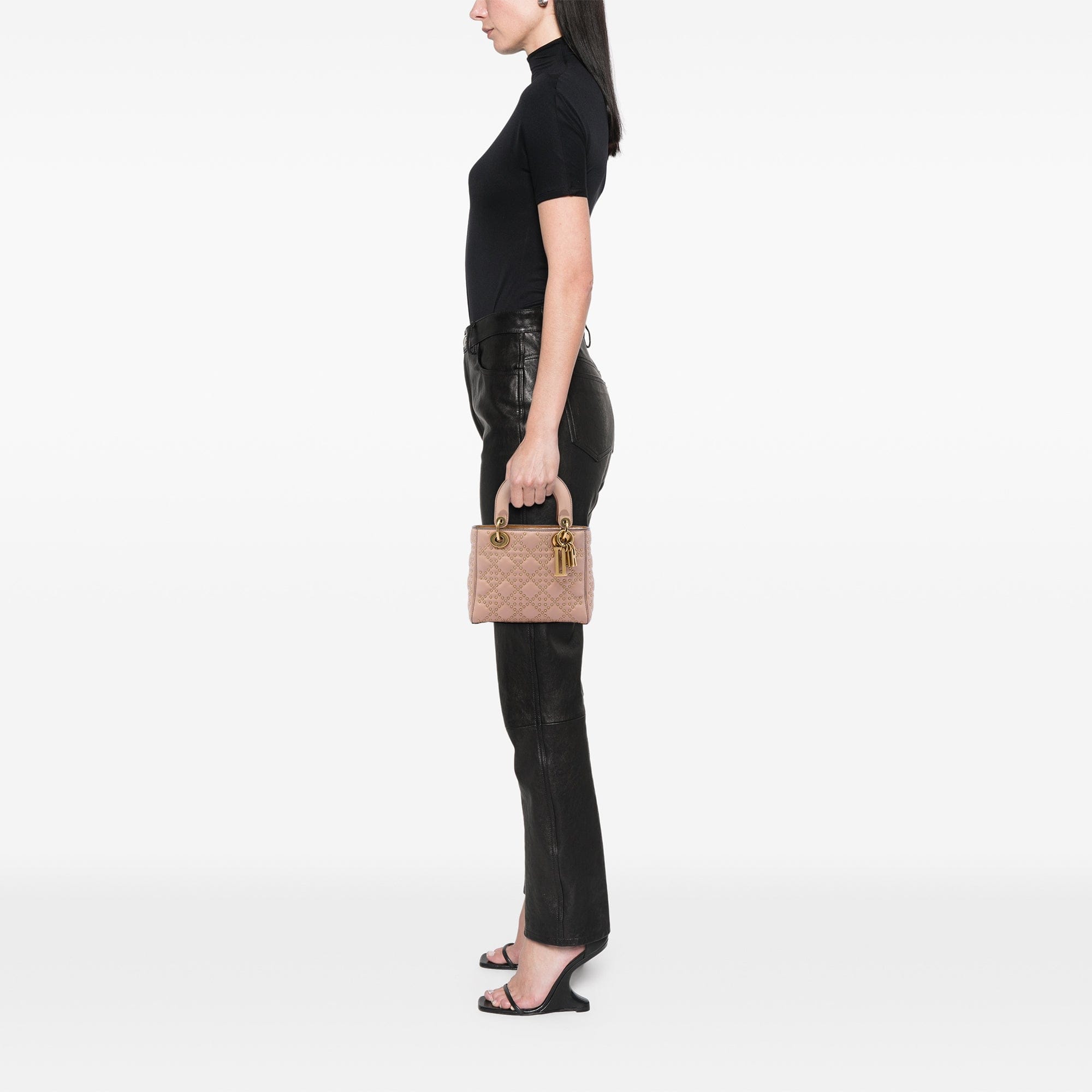 Dior Small Lambskin Cannage Studded Supple Lady Dior