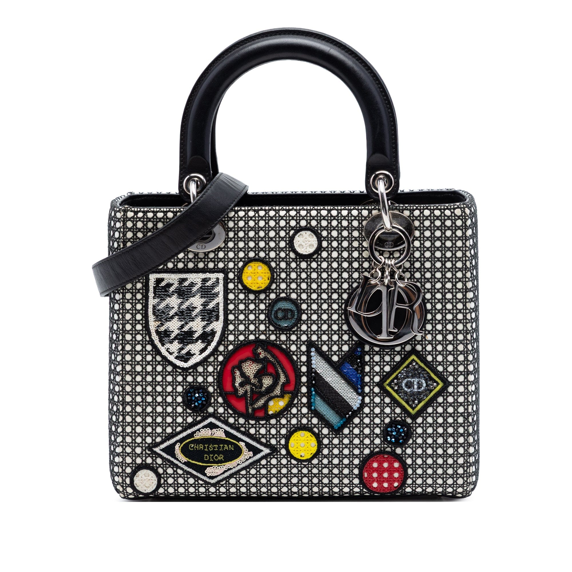 Dior Medium Calfskin Mesh Microcannage Patches Lady Dior