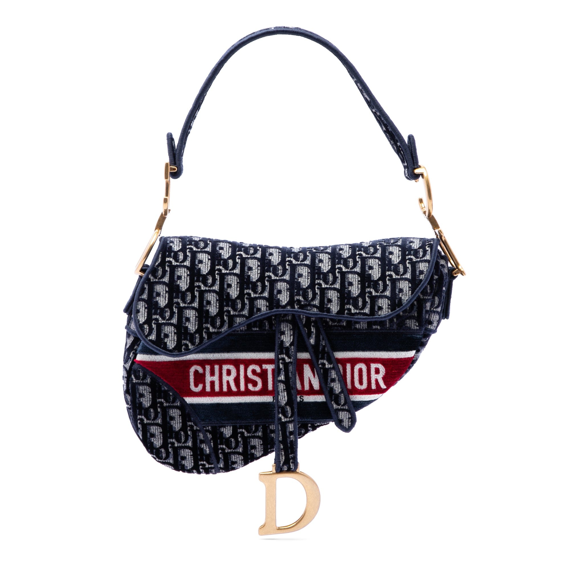 Dior Oblique Embroidered Velvet Saddle Bag