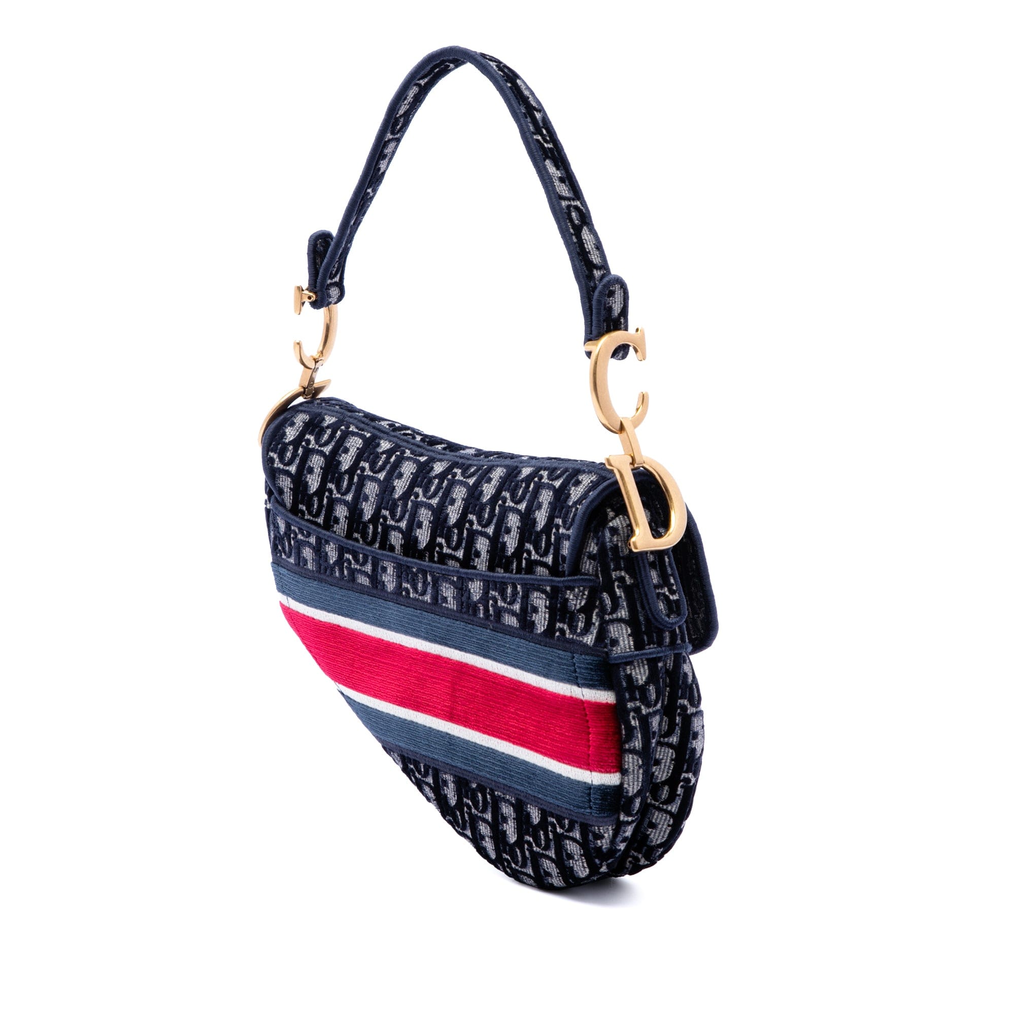Dior Oblique Embroidered Velvet Saddle Bag