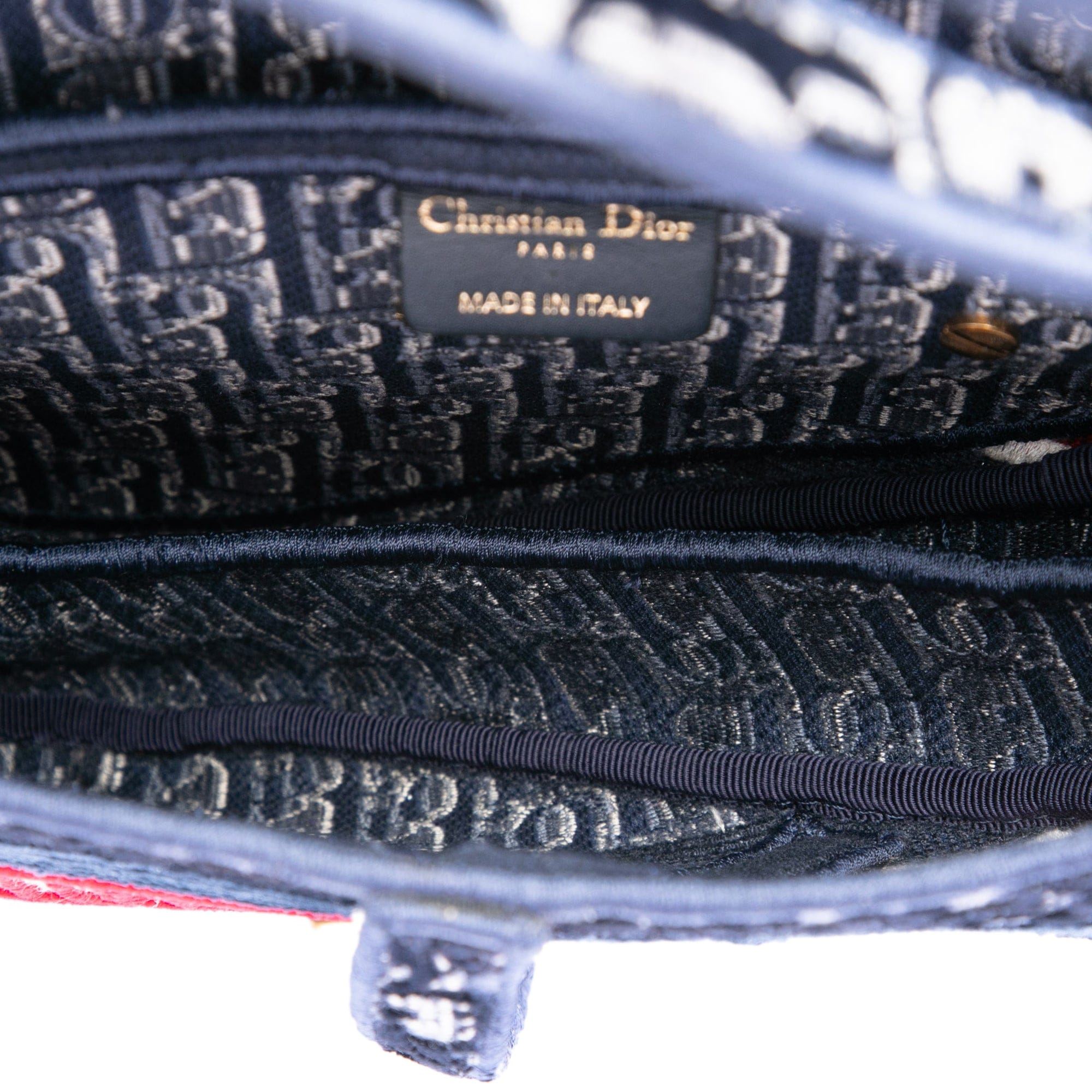 Dior Oblique Embroidered Velvet Saddle Bag