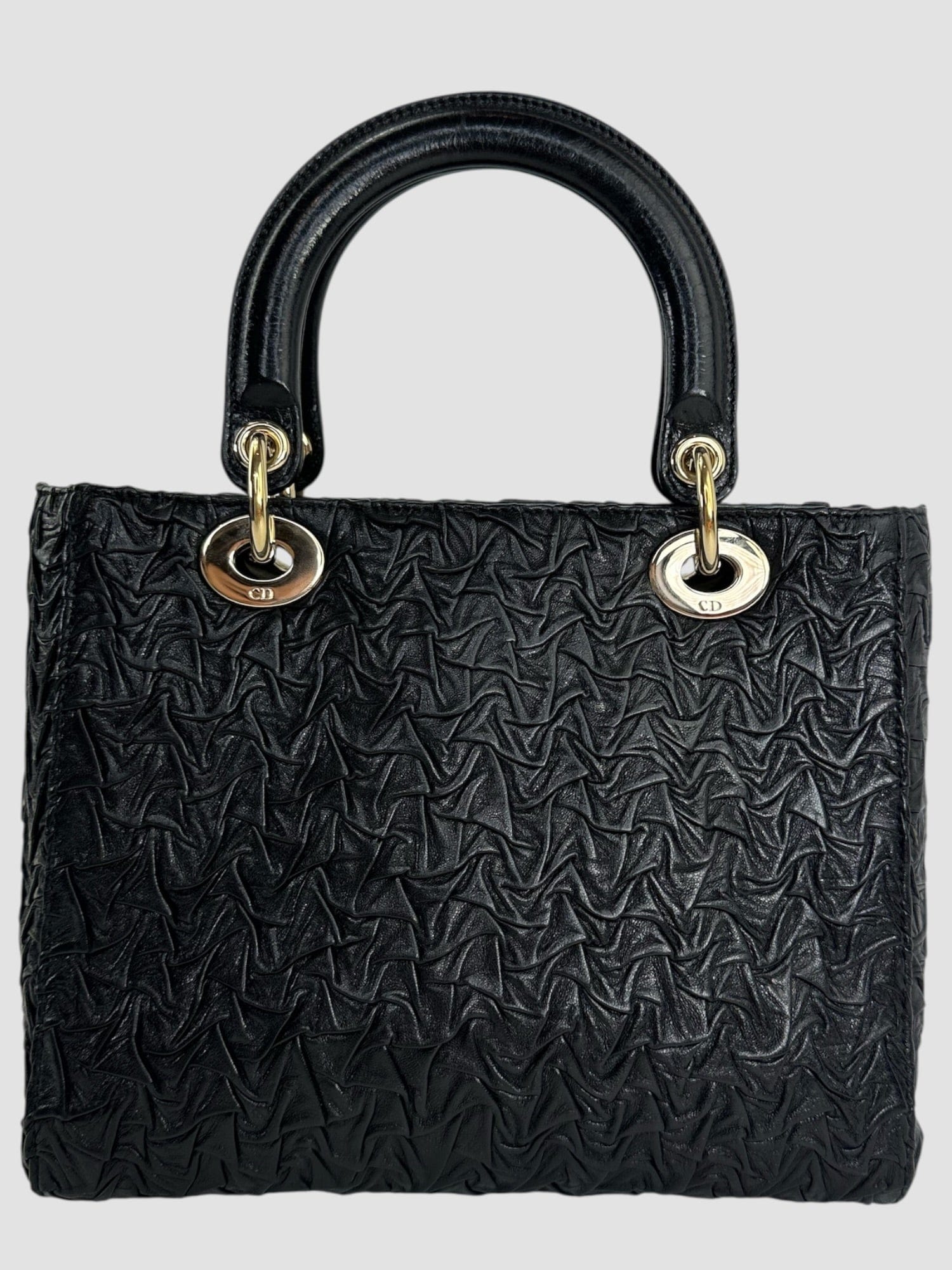 Dior Christian Dior Black Wavy Crinkled Leather Lady Dior