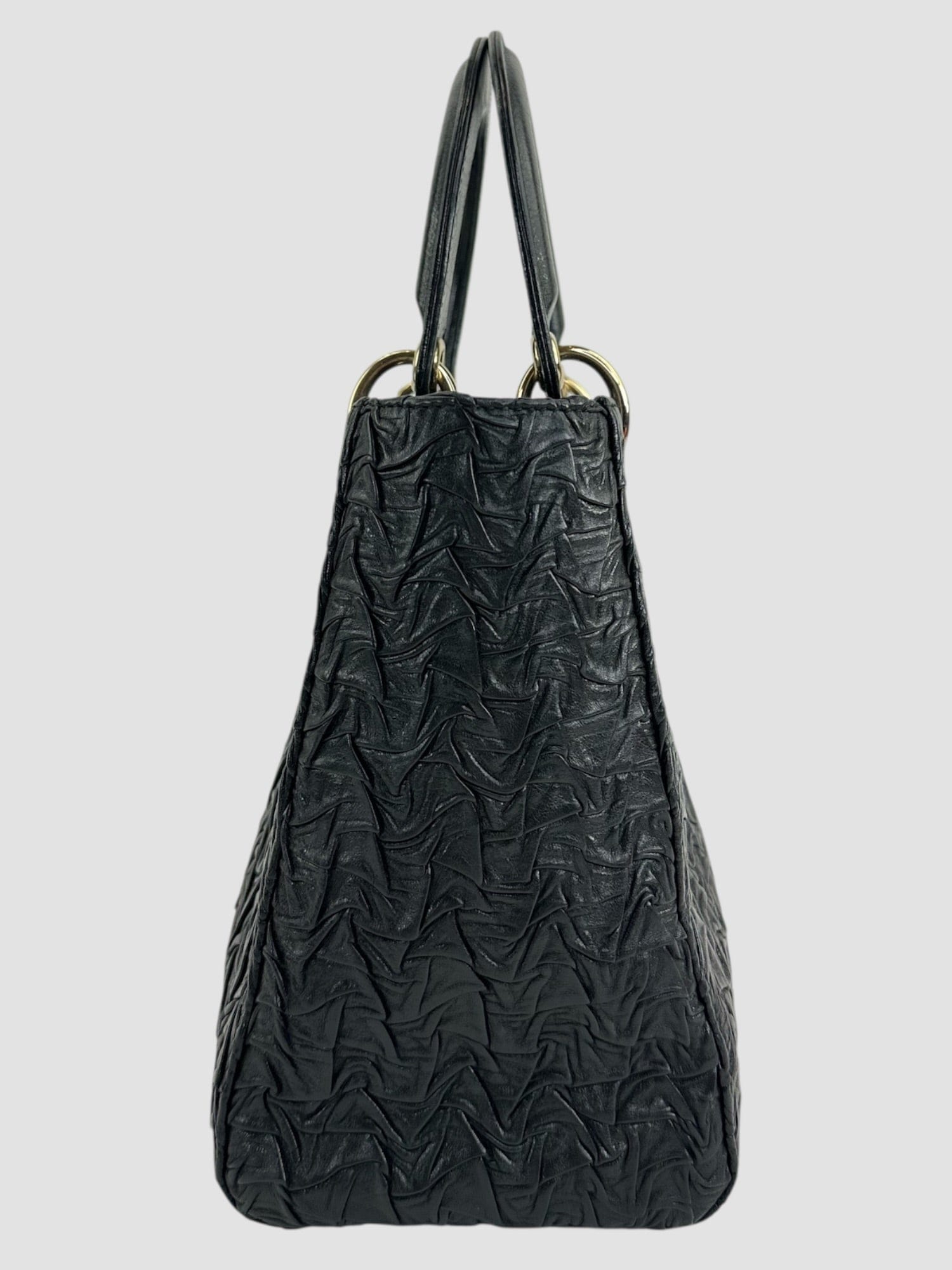 Dior Christian Dior Black Wavy Crinkled Leather Lady Dior