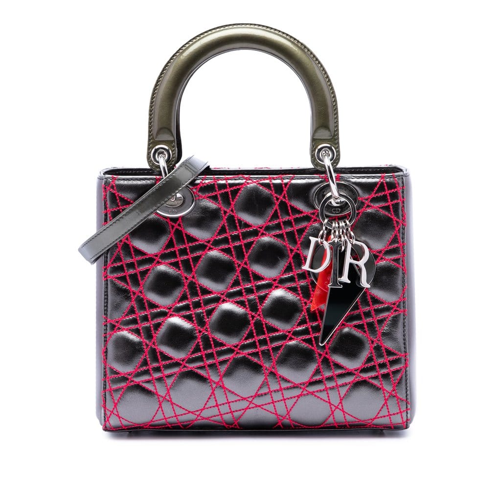 Dior Anselm Reyle Medium Metallic Lambskin Cannage Lady Dior