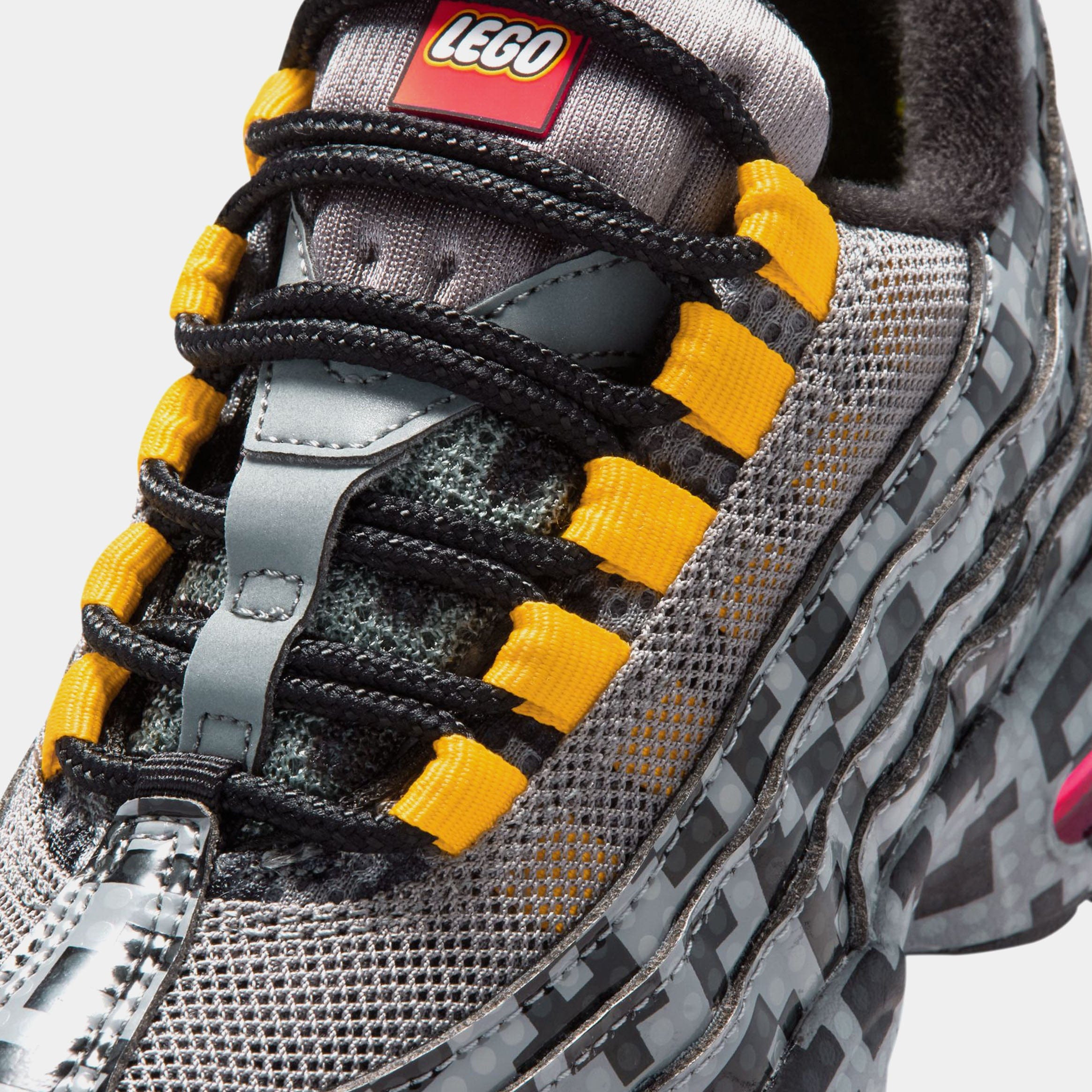 Nike LEGO x Air Max 95 Brick Pixel Preschool Lifestyle Shoes (Smoke Grey/Metallic Silver/Black/University Gold/Volt/Hyper Pink) Free Shipping