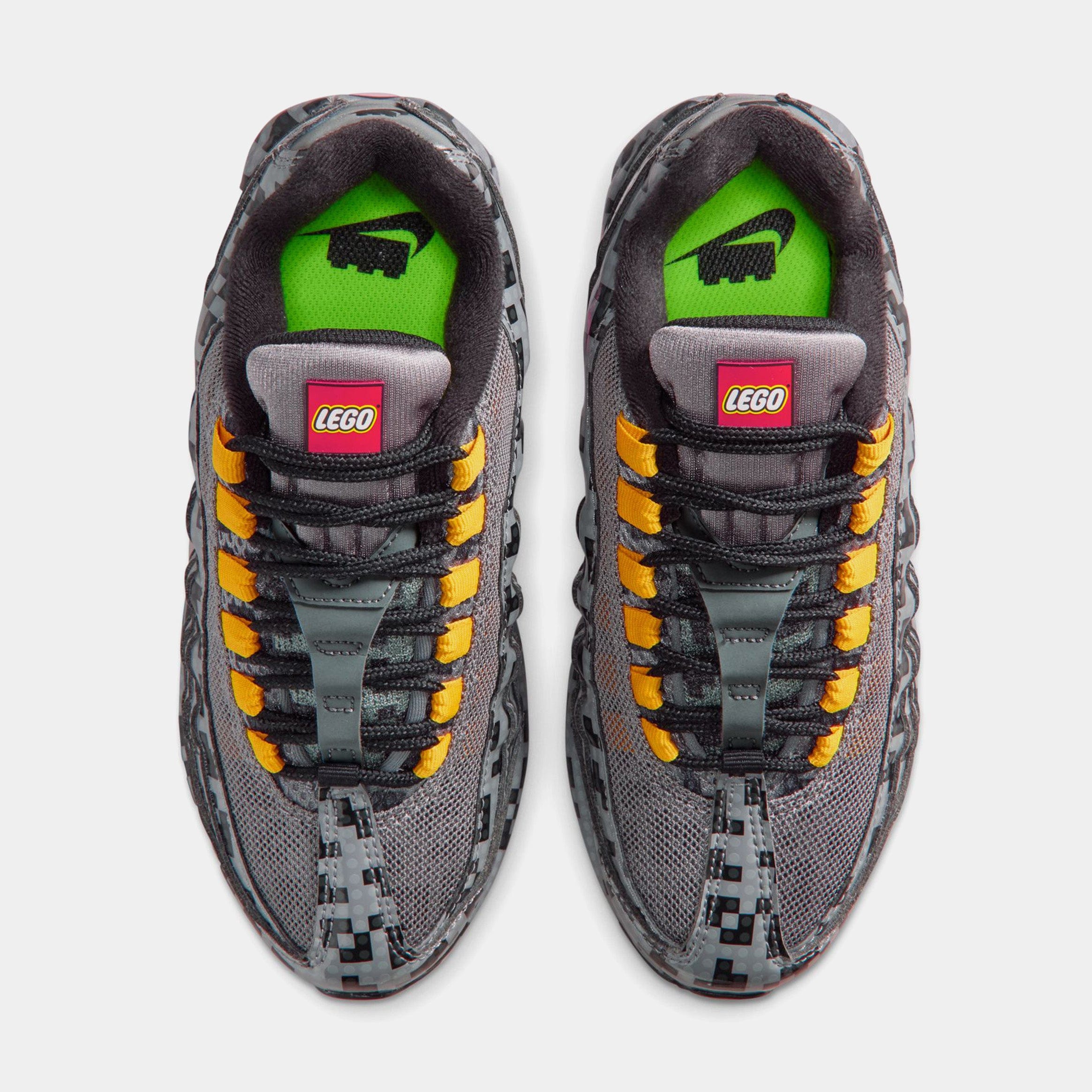 Nike LEGO x Air Max 95 Brick Pixel Grade School Lifestyle Shoes (Smoke Grey/Metallic Silver/Black/University Gold/Volt/Hyper Pink) Free Shipping