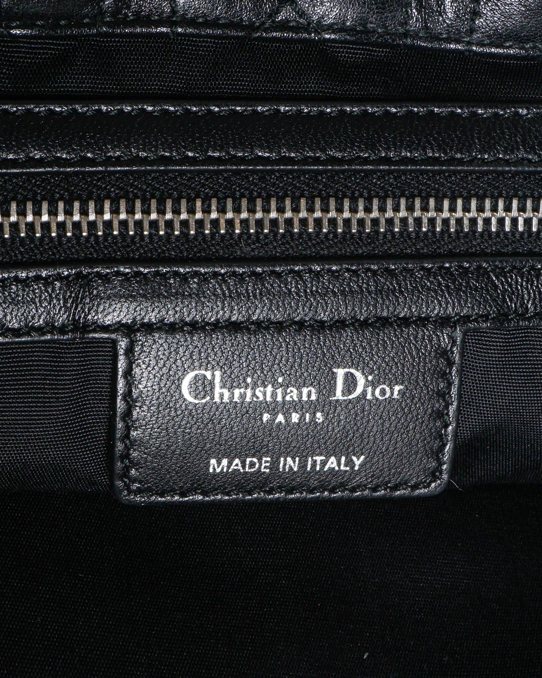 Dior Black Cannage Quilted Lambskin Leather Chain Tote Bag