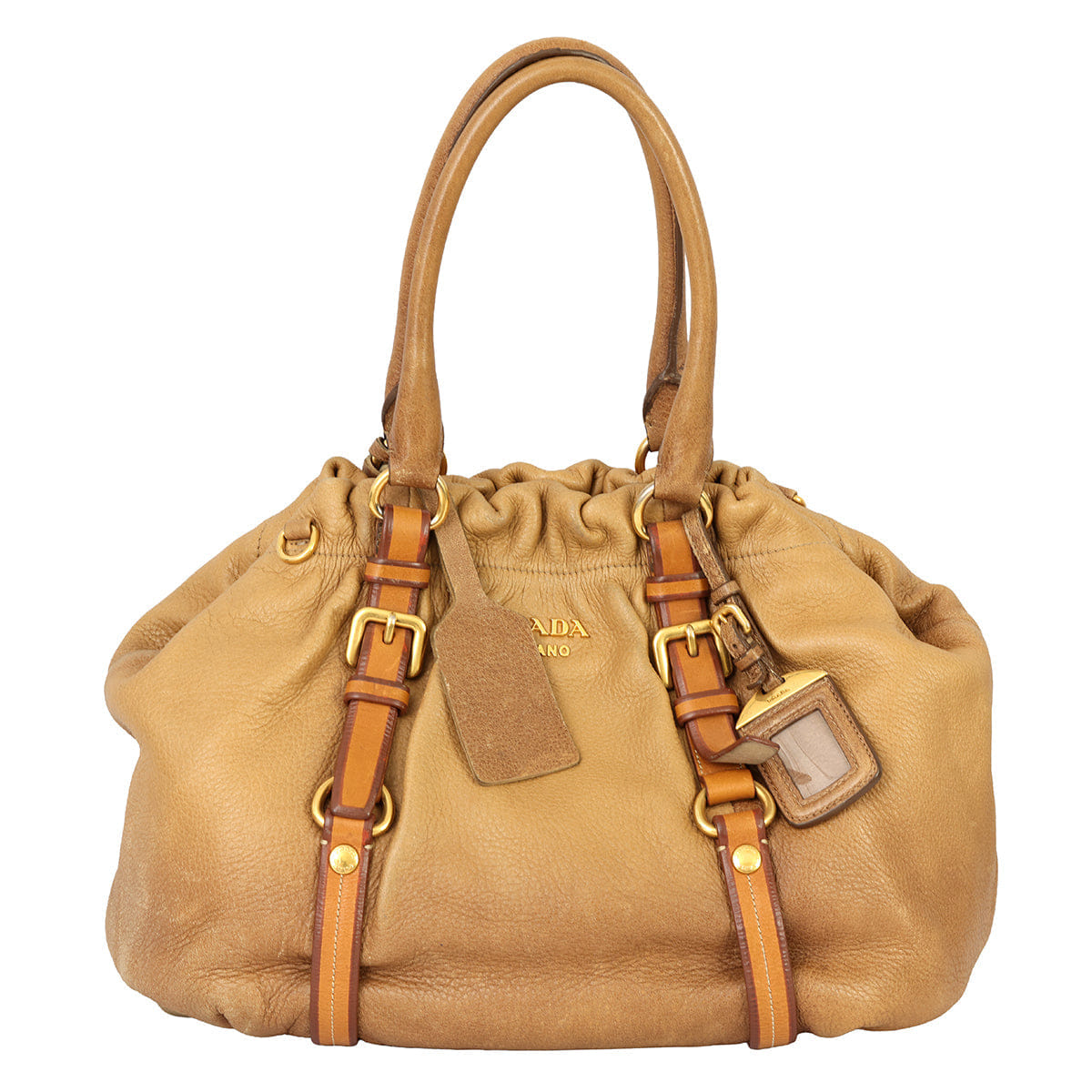 PRADA 2 WAY CALFSKIN LEATHER HANDBAG