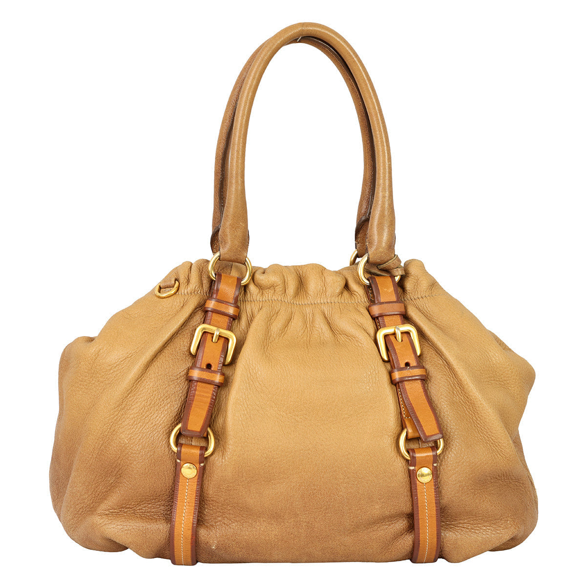 PRADA 2 WAY CALFSKIN LEATHER HANDBAG