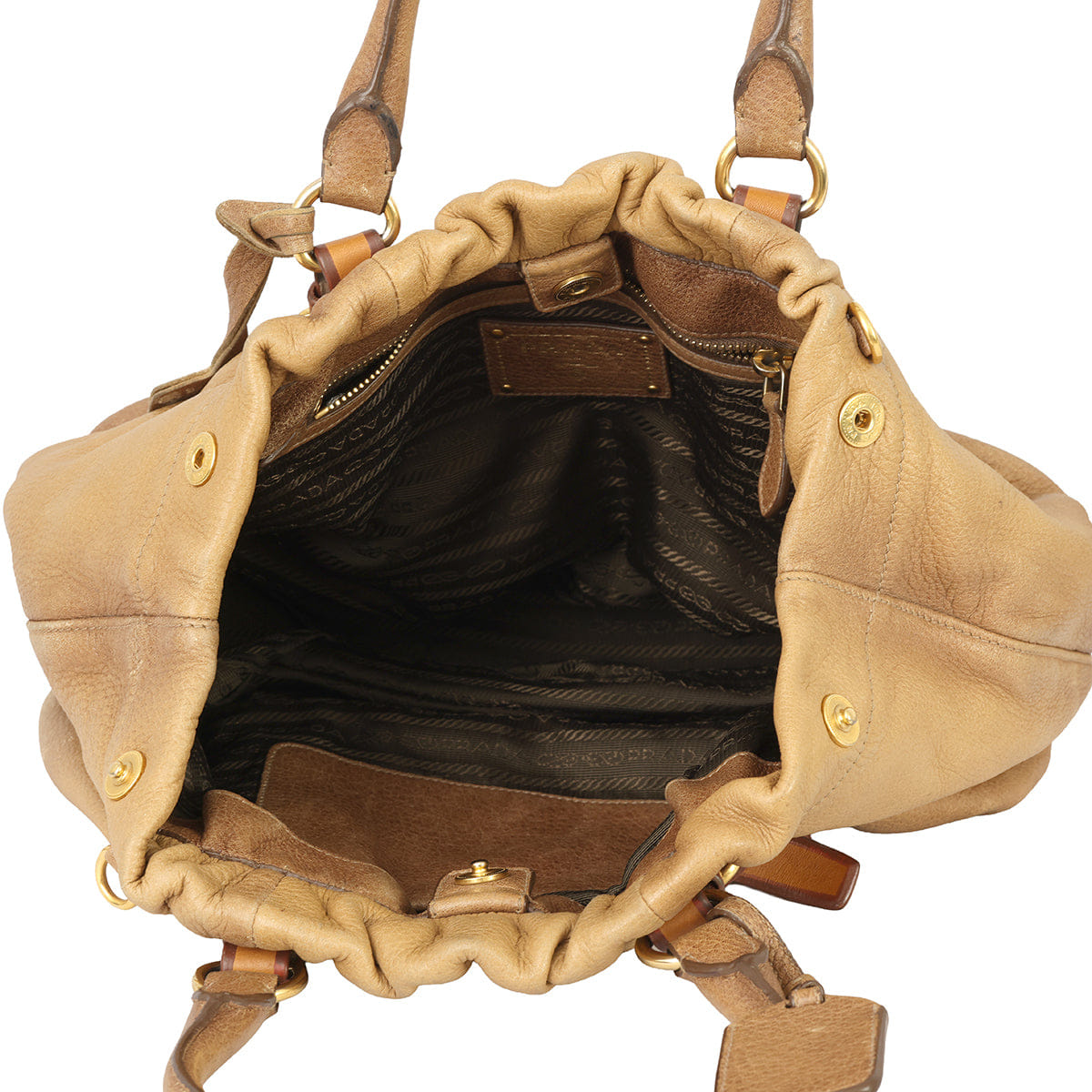 PRADA 2 WAY CALFSKIN LEATHER HANDBAG
