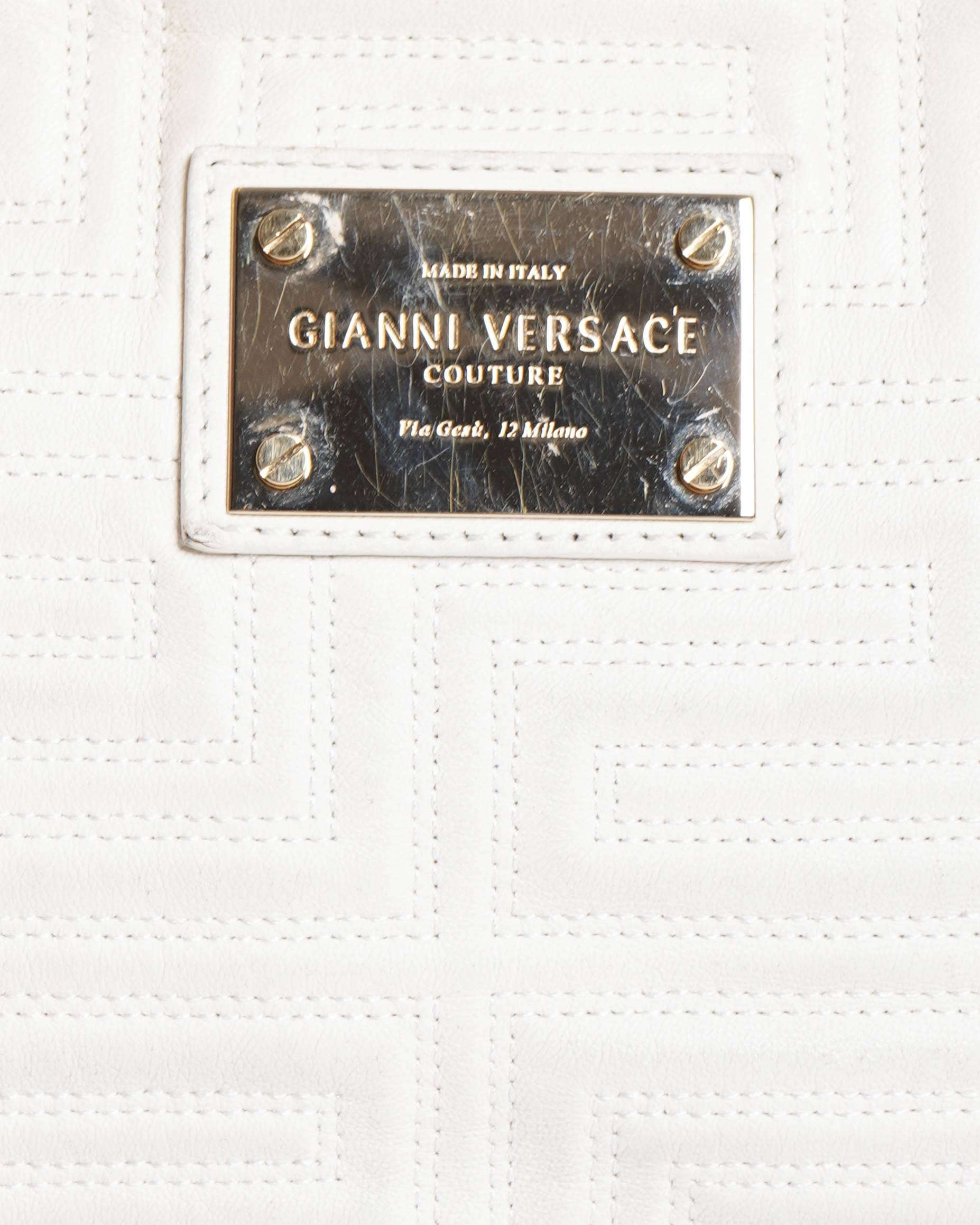 Versace Gianni Versace quilted chain satchel handbag in white
