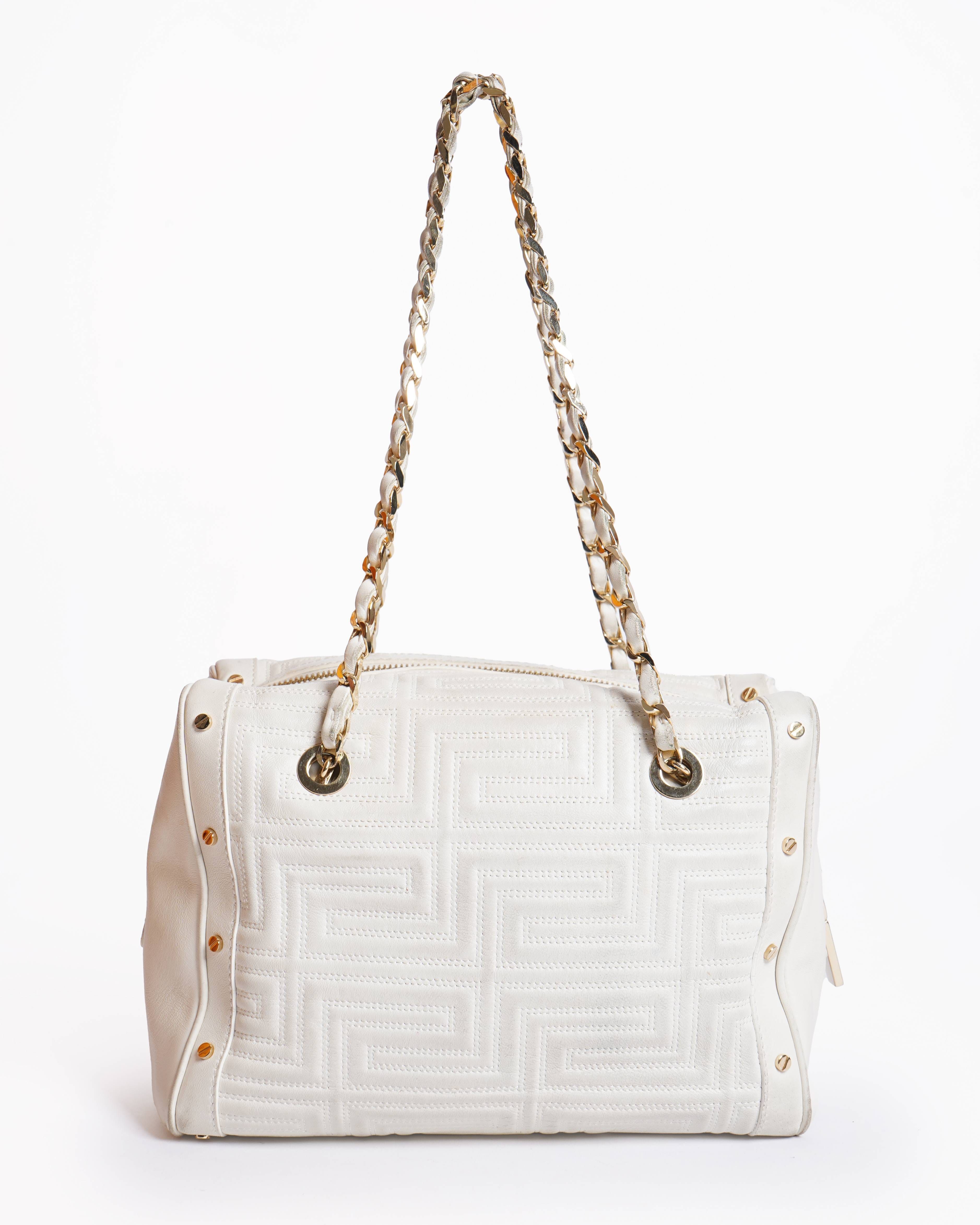 Versace Gianni Versace quilted chain satchel handbag in white