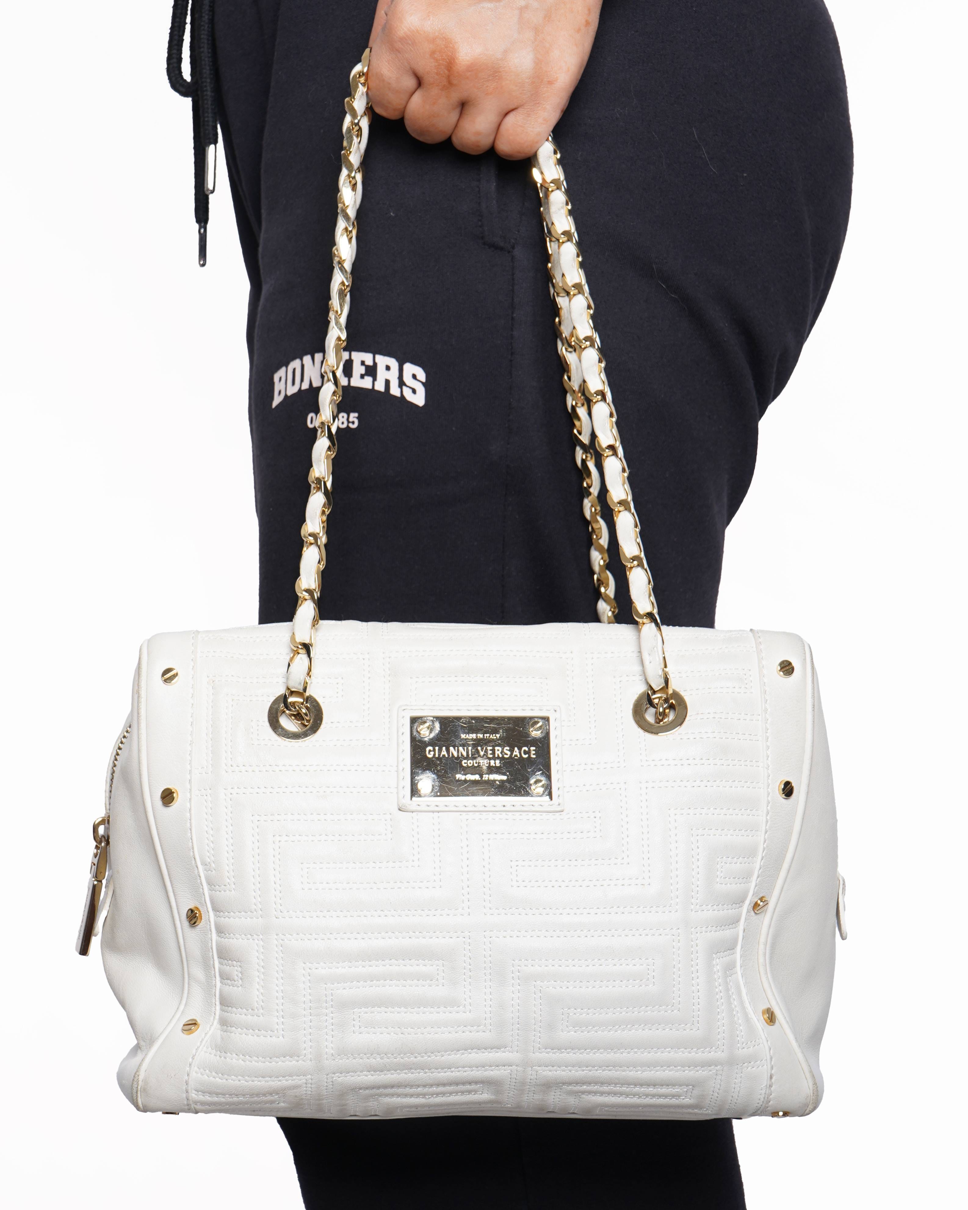 Versace Gianni Versace quilted chain satchel handbag in white