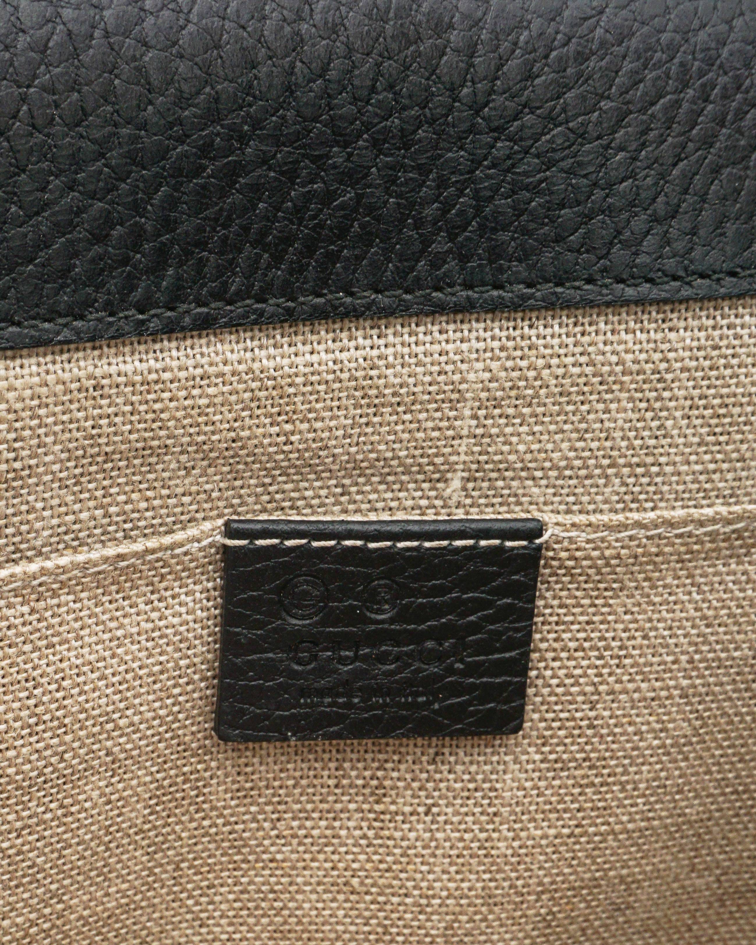 Gucci Black Dollar Calfskin Interlocking G Flap Crossbody Bag
