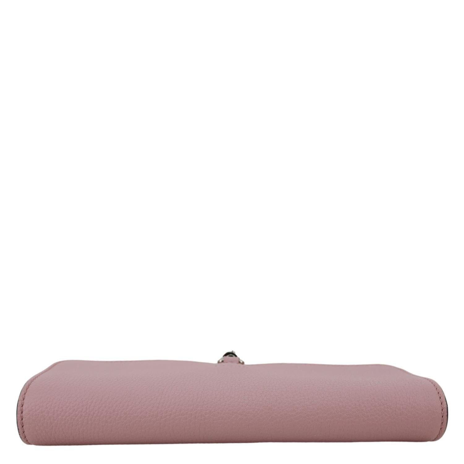 GUCCI Soft Jackie Flap Pebbled Leather Crossbody Bag Pink 364435
