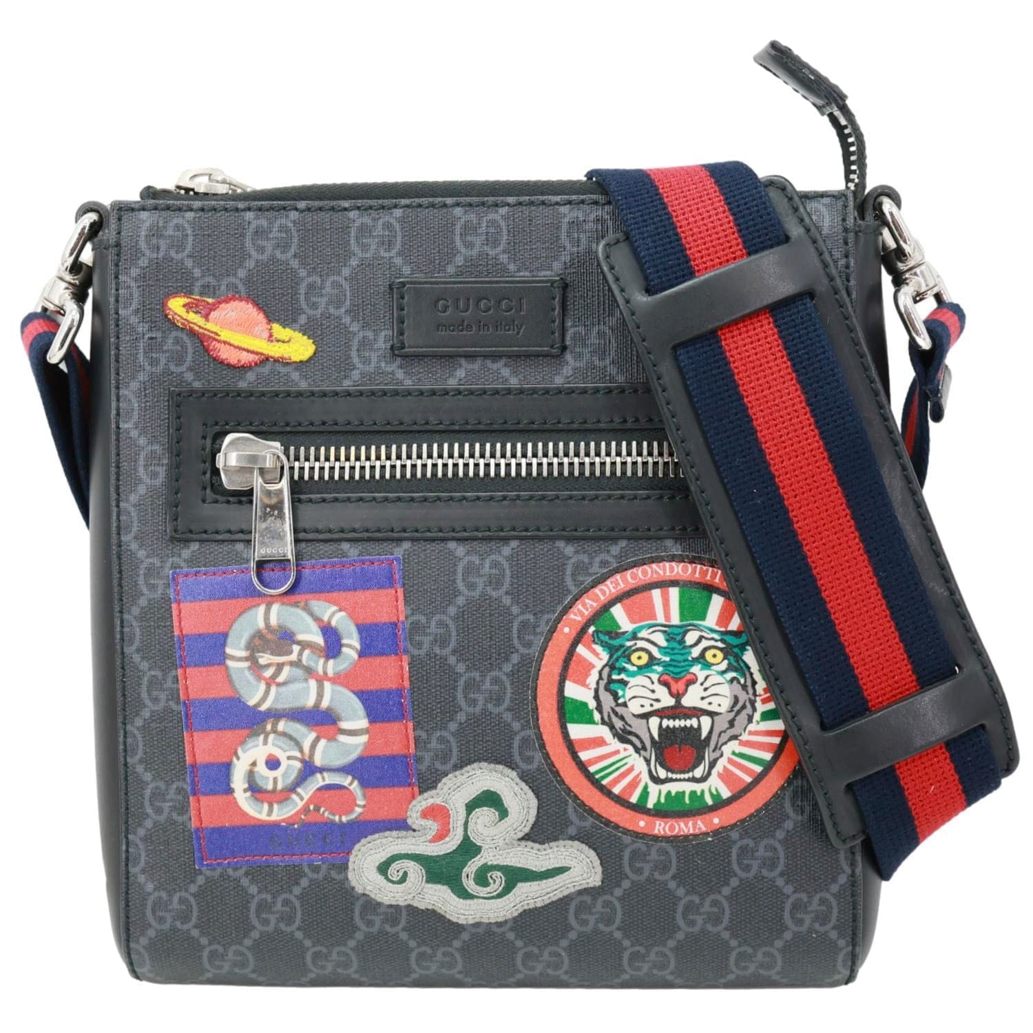 GUCCI Night Courrier GG Supreme Messenger Crossbody Bag Black